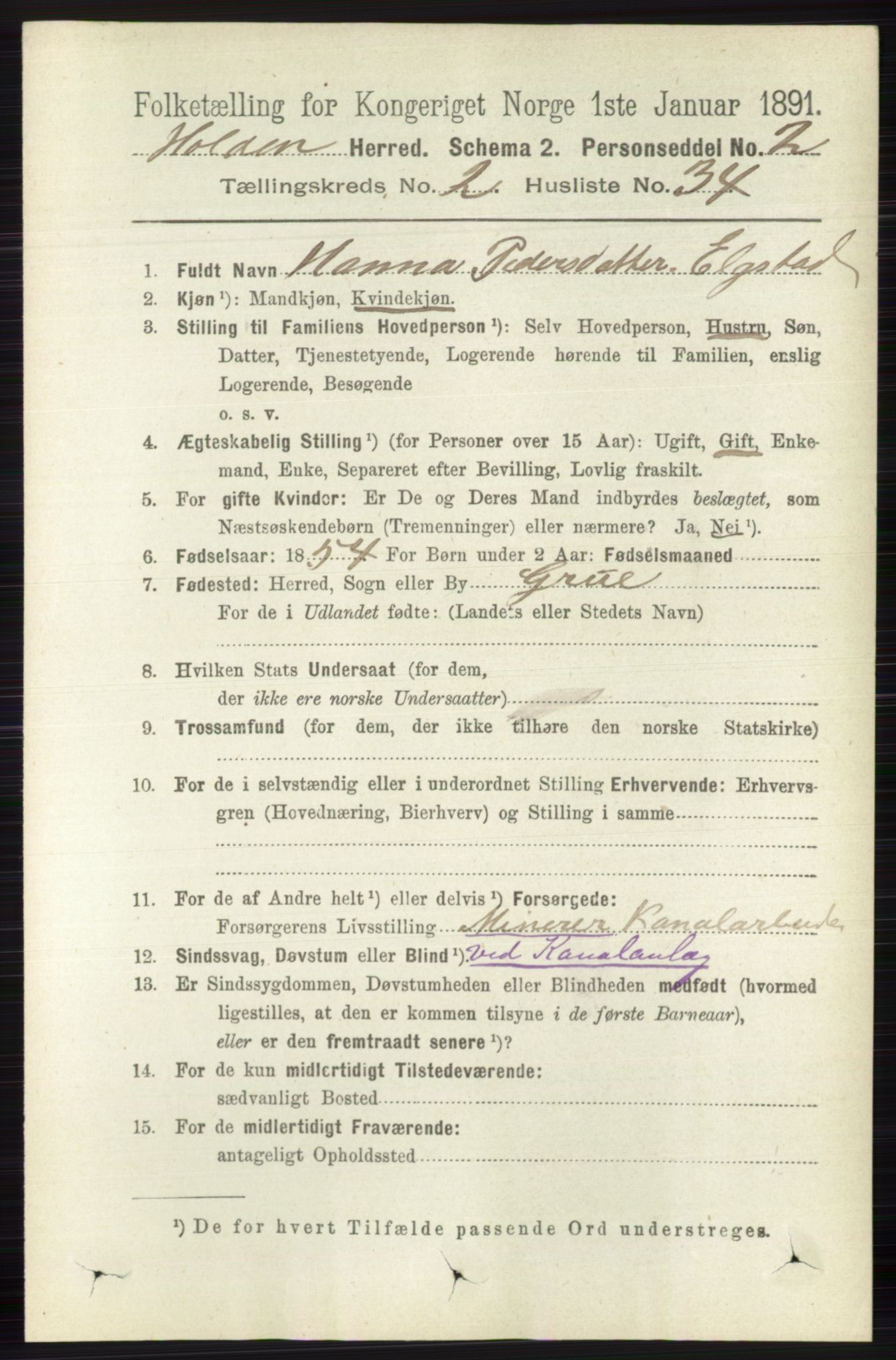 RA, 1891 census for 0819 Holla, 1891, p. 989