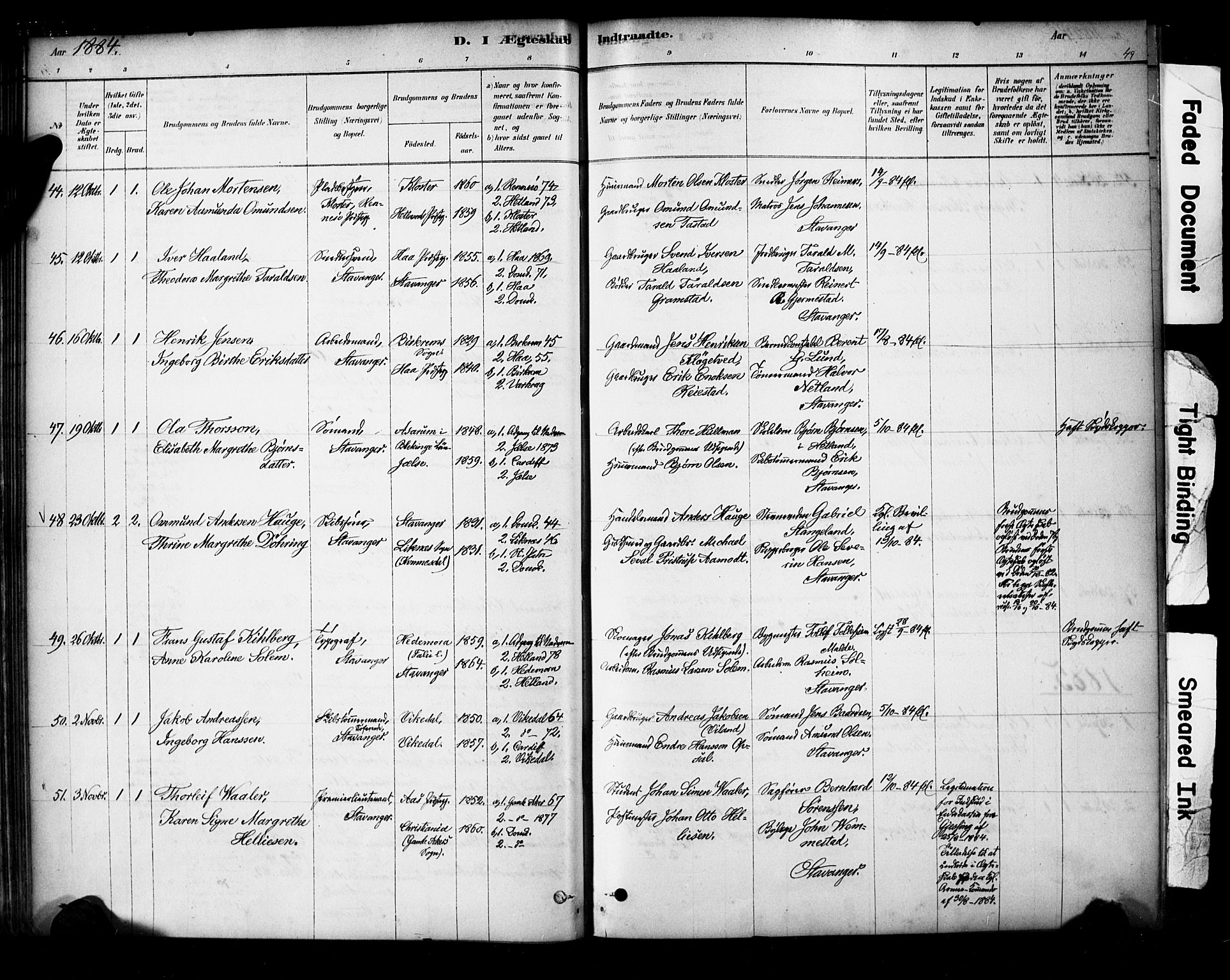 Domkirken sokneprestkontor, AV/SAST-A-101812/001/30/30BA/L0029: Parish register (official) no. A 28, 1878-1904, p. 49