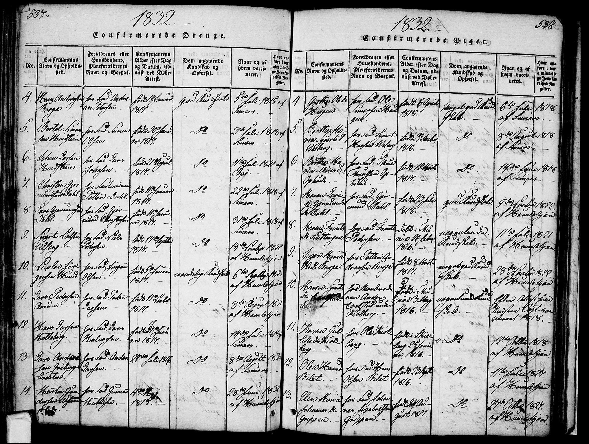 Borge prestekontor Kirkebøker, SAO/A-10903/F/Fa/L0003: Parish register (official) no. I 3, 1815-1836, p. 537-538