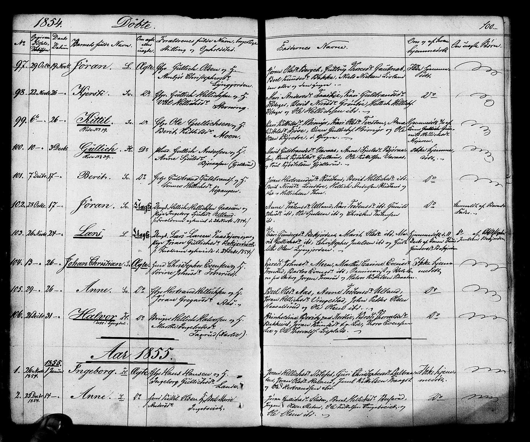 Flesberg kirkebøker, SAKO/A-18/F/Fa/L0006: Parish register (official) no. I 6, 1834-1860, p. 100