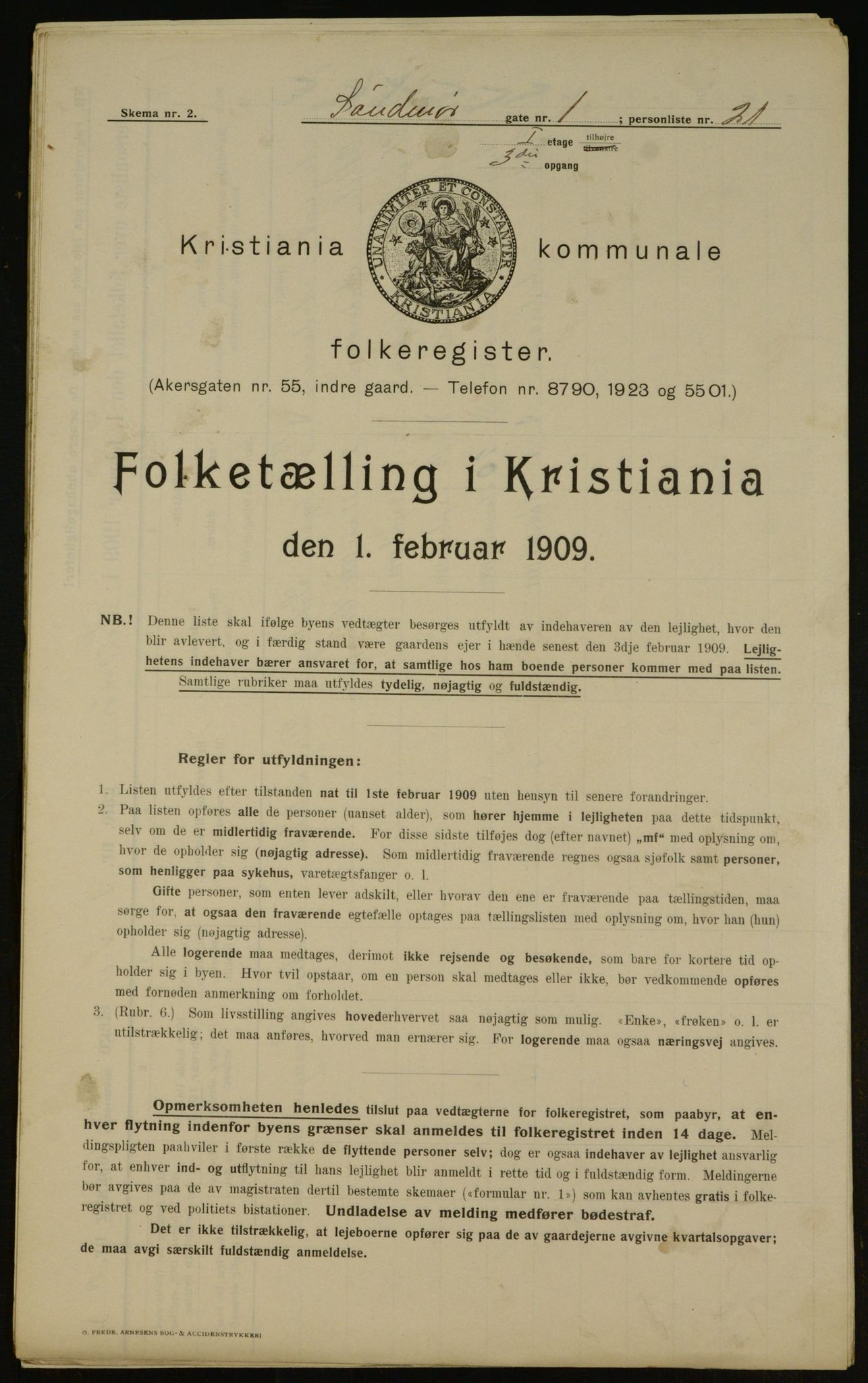 OBA, Municipal Census 1909 for Kristiania, 1909, p. 94684