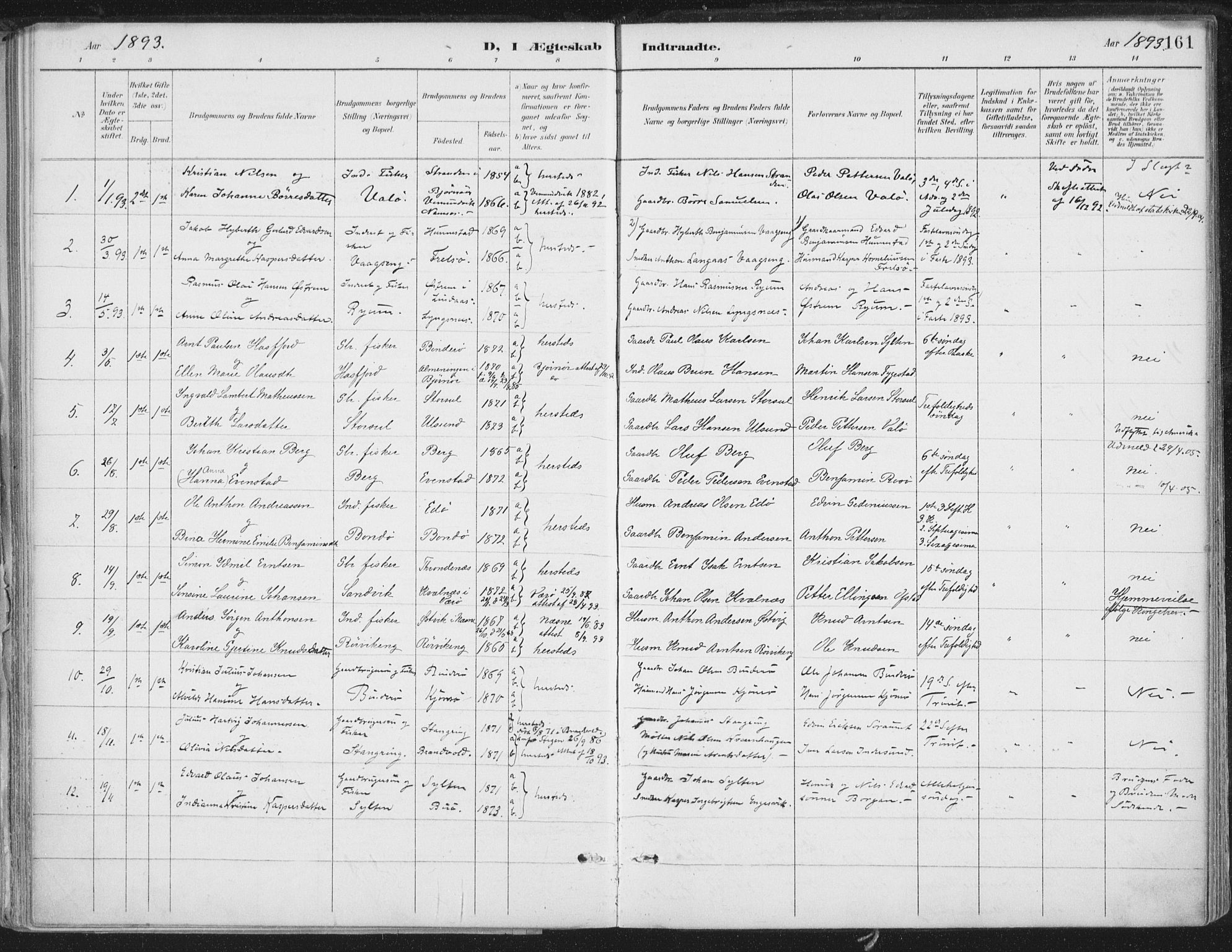 Ministerialprotokoller, klokkerbøker og fødselsregistre - Nord-Trøndelag, SAT/A-1458/786/L0687: Parish register (official) no. 786A03, 1888-1898, p. 161