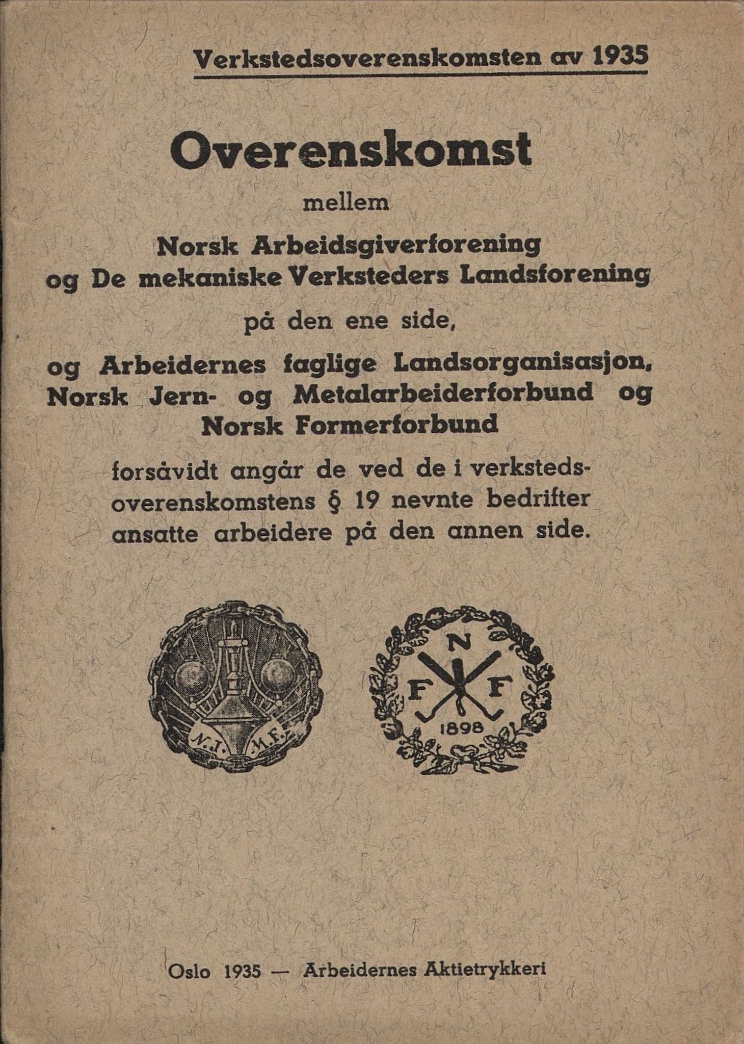 Norsk jern- og metallarbeiderforbund, AAB/ARK-1659/O/L0001/0015: Verkstedsoverenskomsten / Verkstedsoverenskomsten, 1935