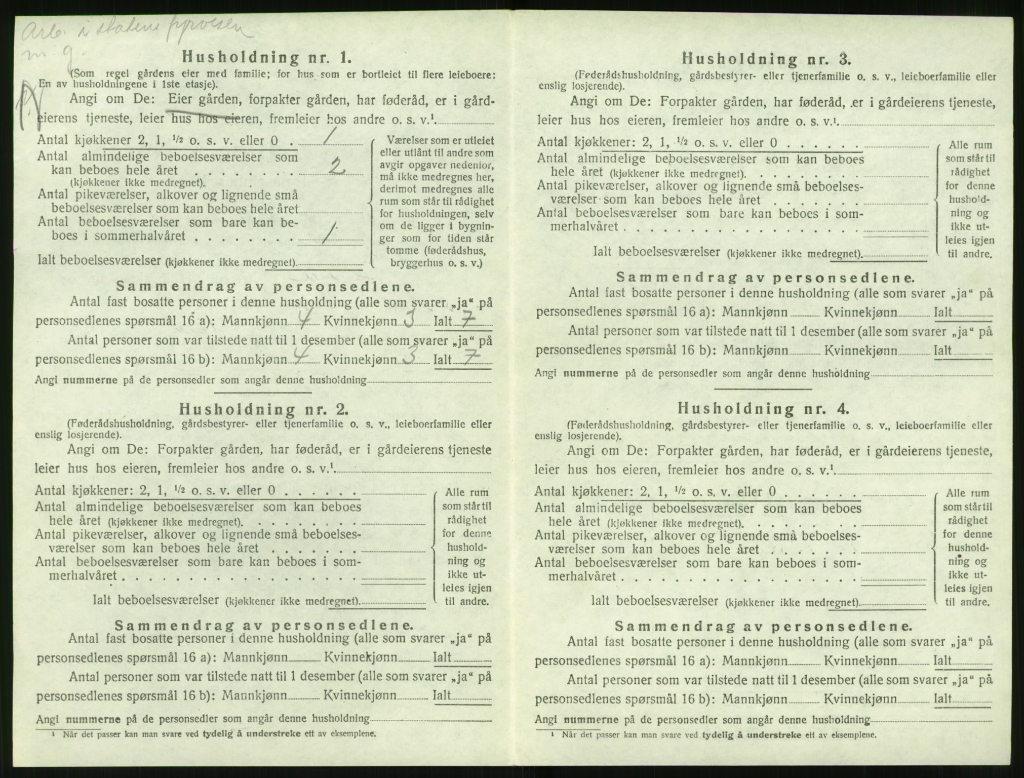 SAT, 1920 census for Volda, 1920, p. 1495