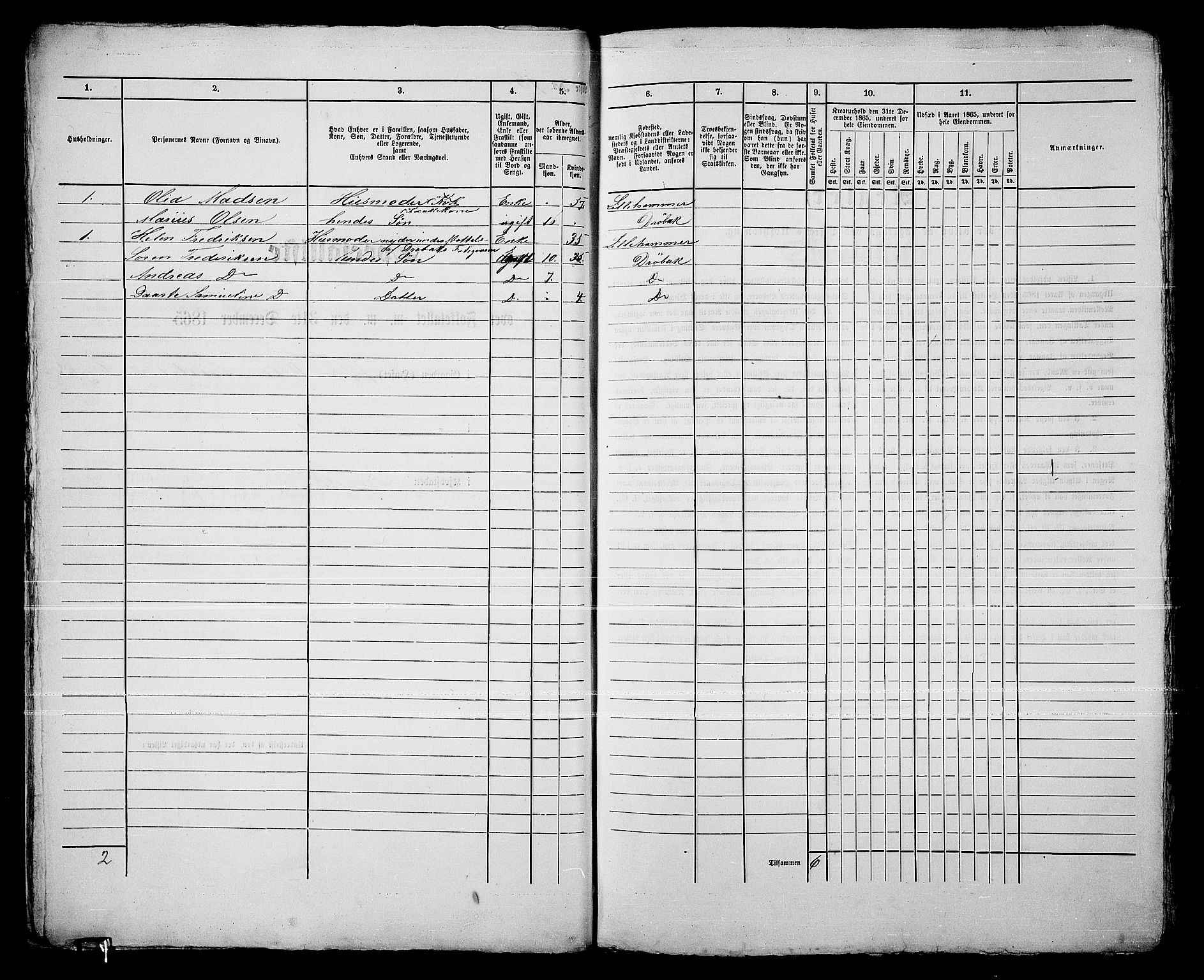 RA, 1865 census for Drøbak/Drøbak, 1865, p. 31