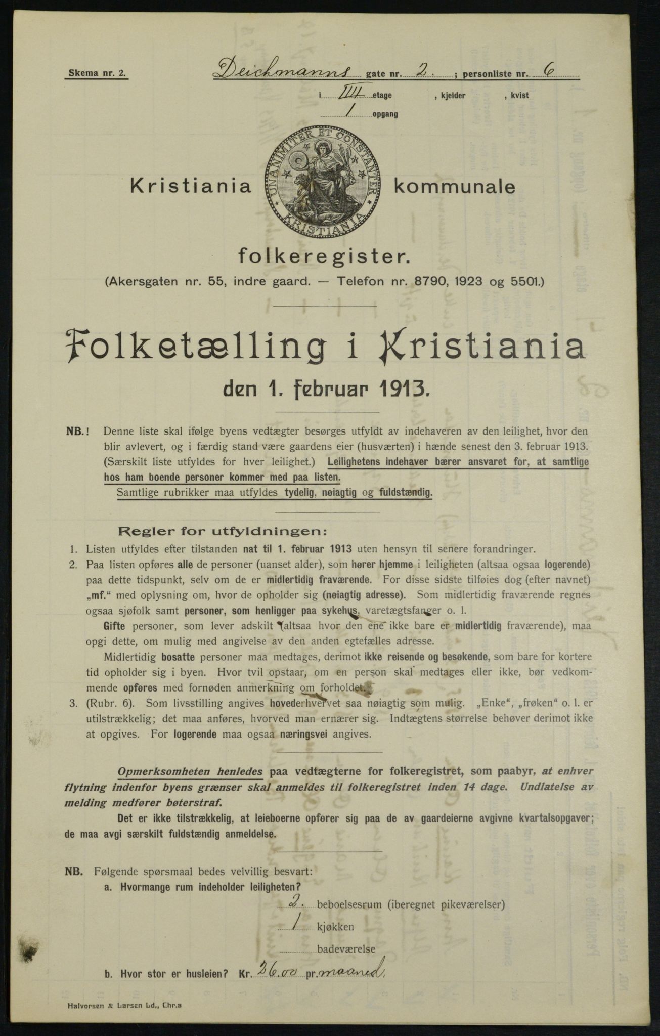 OBA, Municipal Census 1913 for Kristiania, 1913, p. 15443