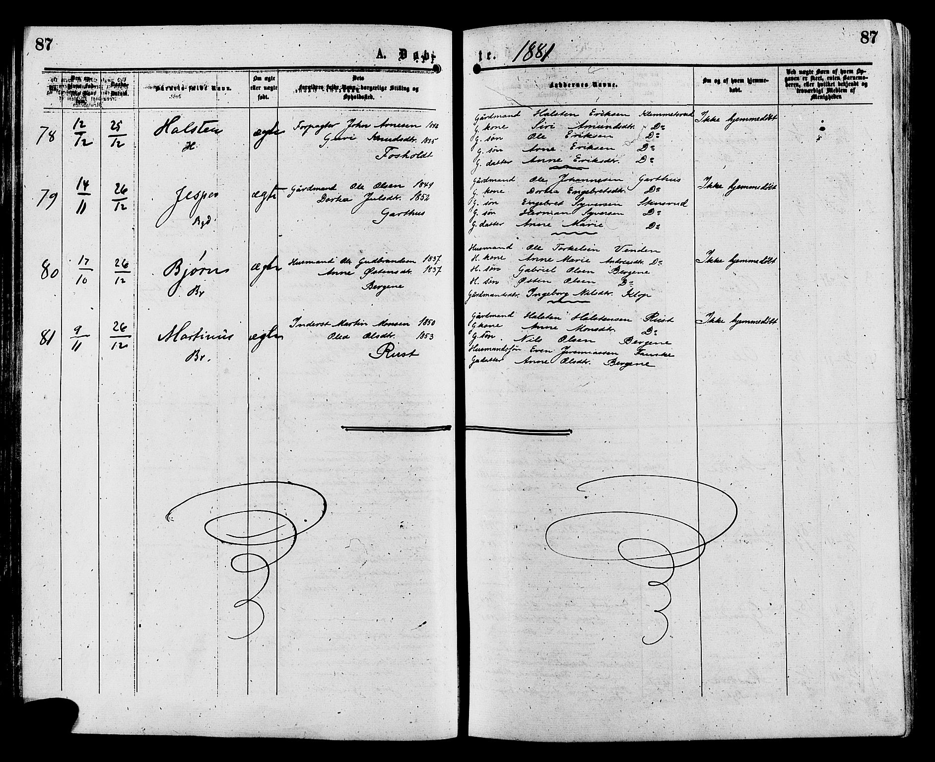 Sør-Aurdal prestekontor, SAH/PREST-128/H/Ha/Haa/L0008: Parish register (official) no. 8, 1877-1885, p. 87