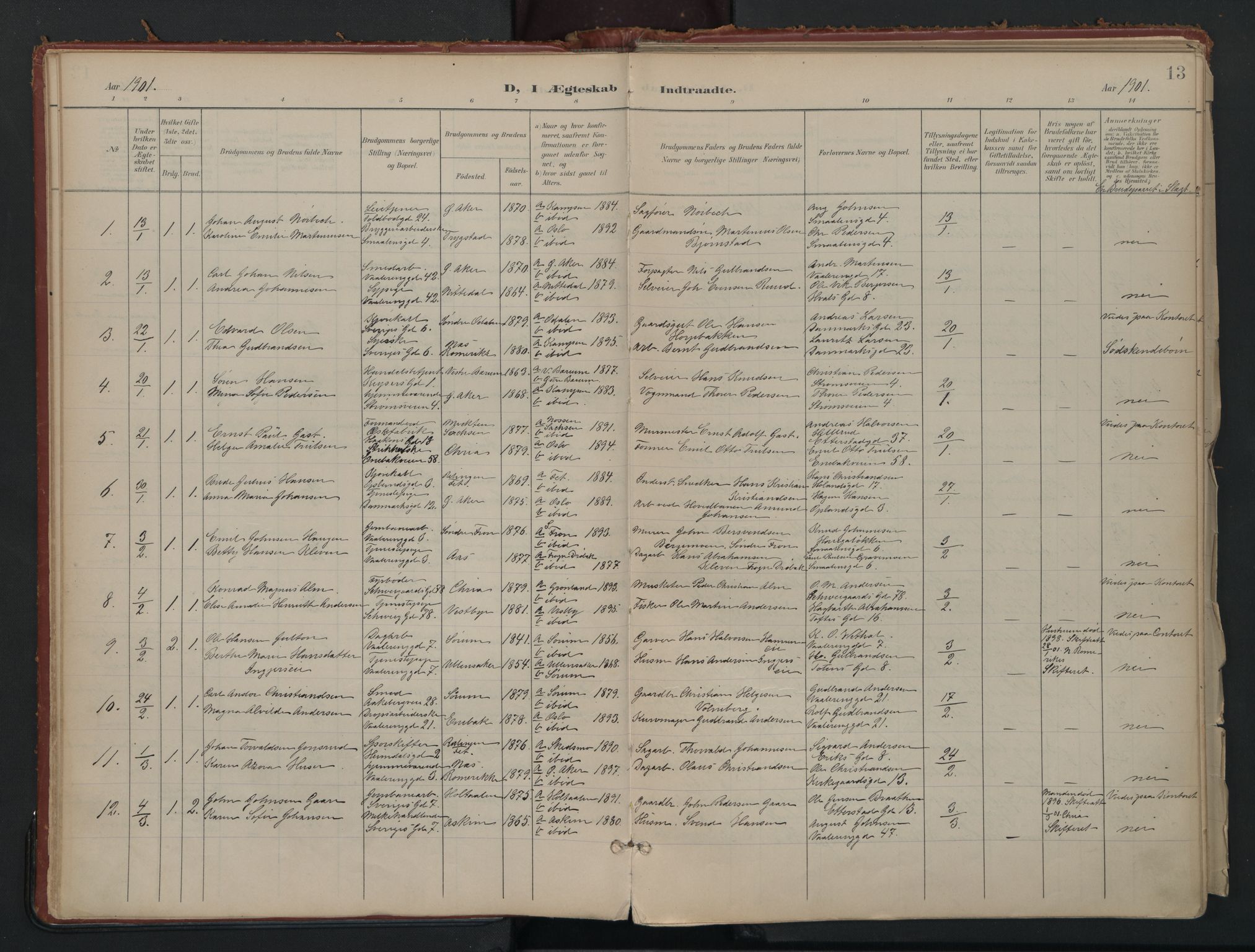 Vålerengen prestekontor Kirkebøker, SAO/A-10878/F/Fa/L0002: Parish register (official) no. 2, 1899-1924, p. 13