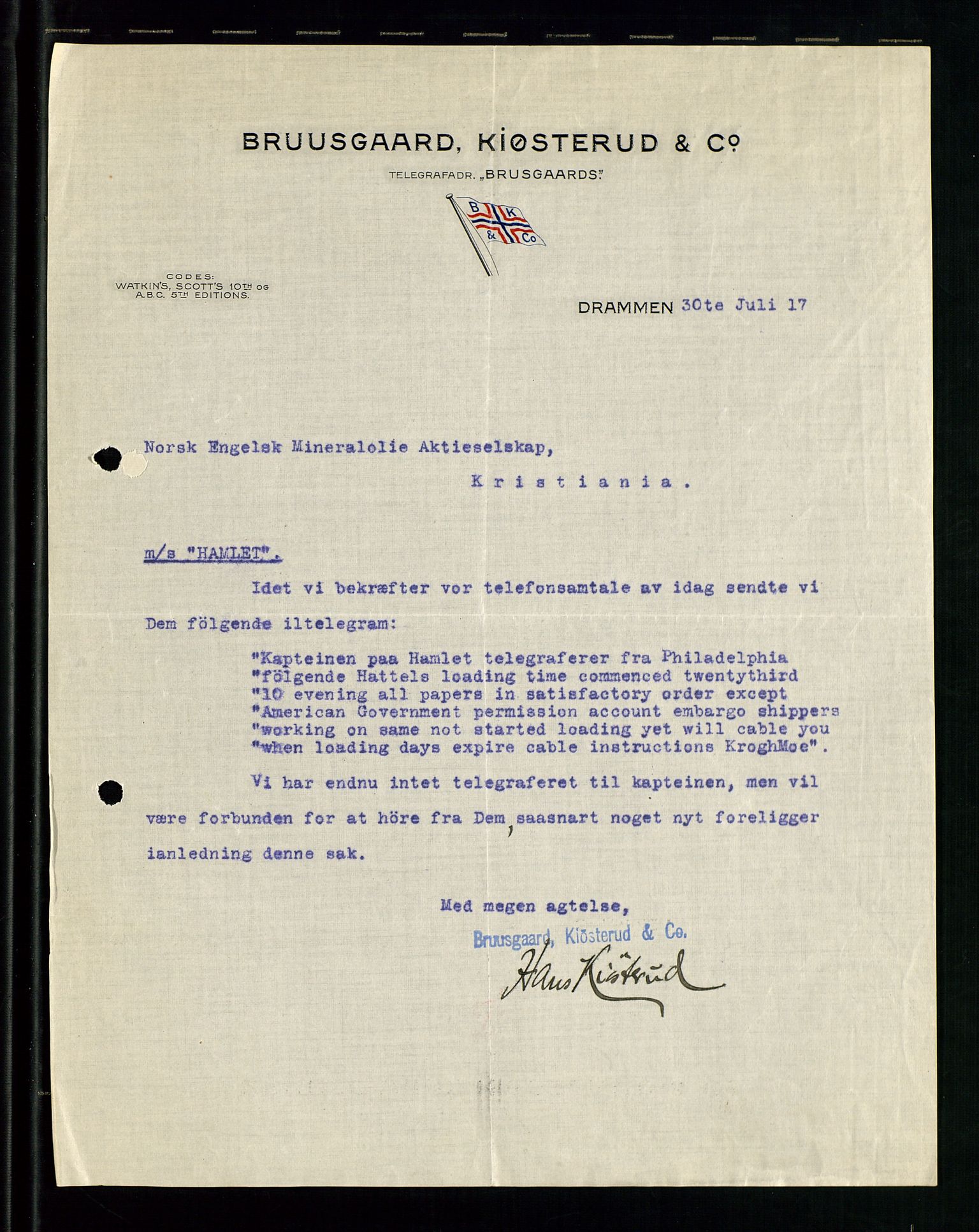 Pa 1521 - A/S Norske Shell, AV/SAST-A-101915/E/Ea/Eaa/L0001: Sjefskorrespondanse, 1917, p. 654