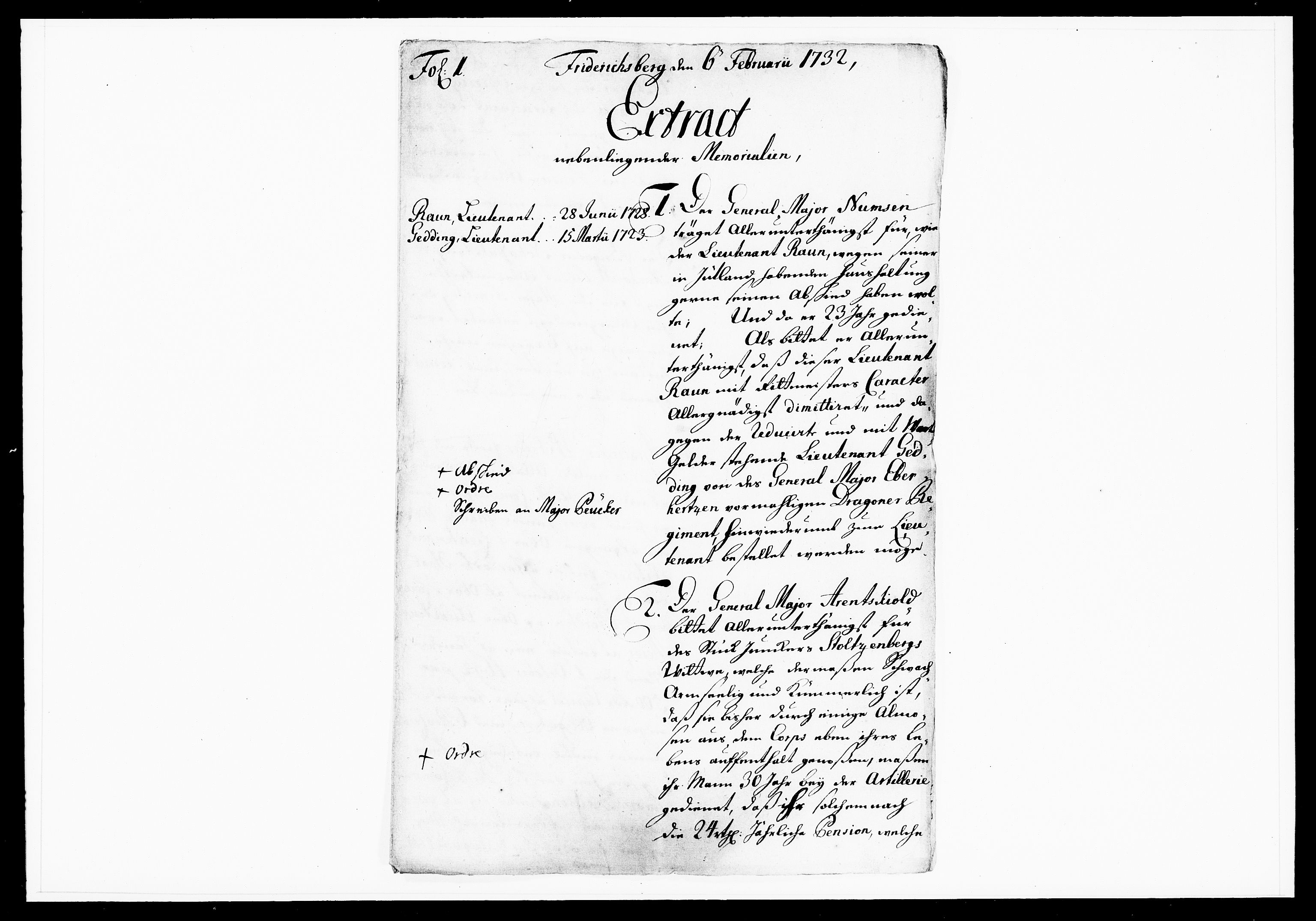 Krigskollegiet, Krigskancelliet, DRA/A-0006/-/1103-1107: Refererede sager, 1732, p. 47