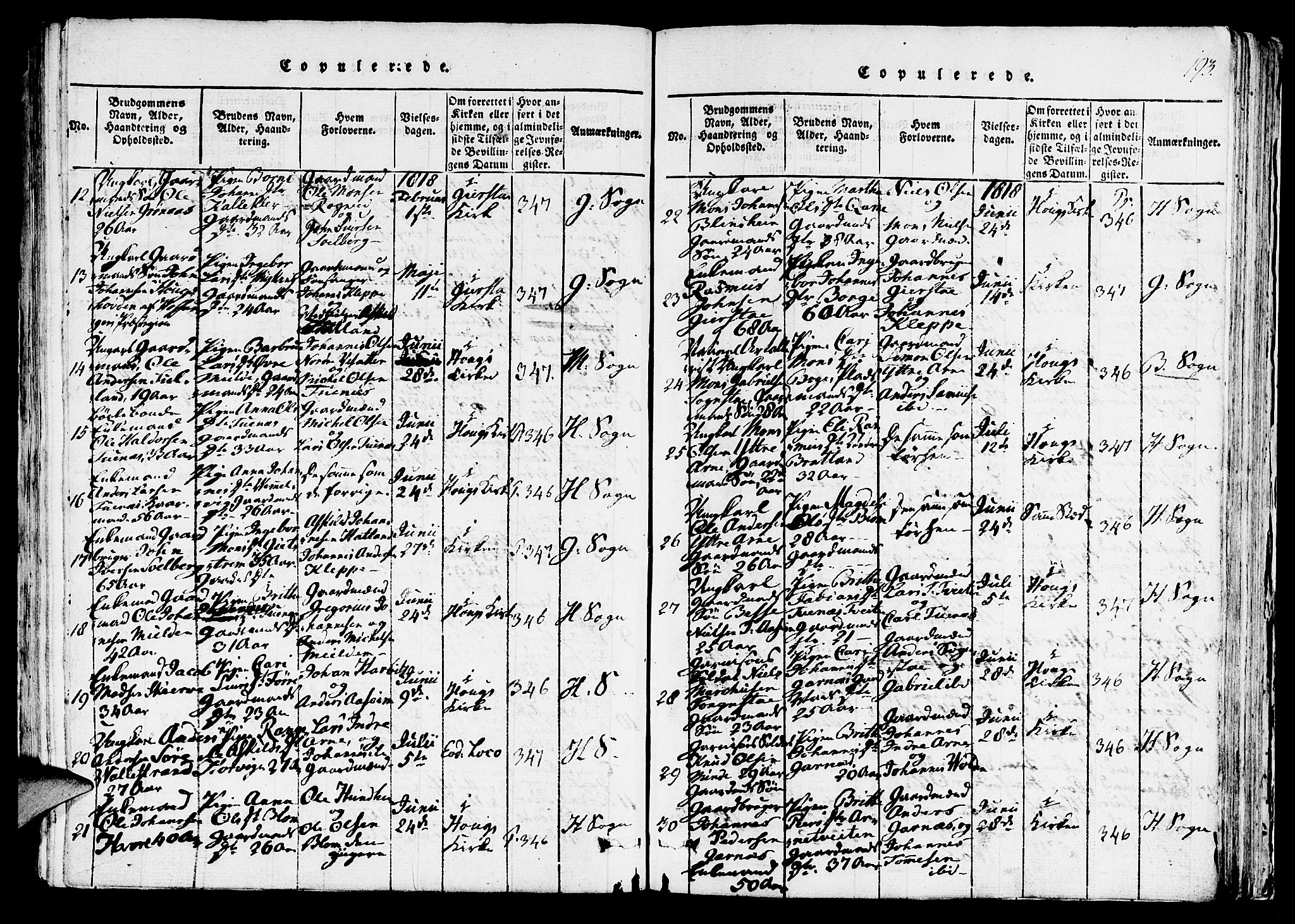 Haus sokneprestembete, SAB/A-75601/H/Haa: Parish register (official) no. A 12, 1816-1821, p. 193