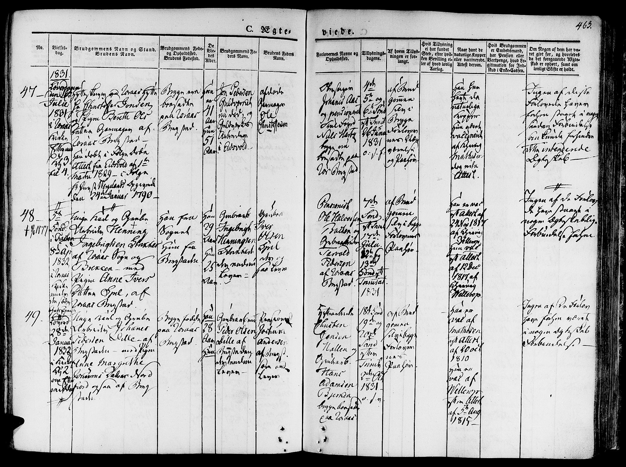 Ministerialprotokoller, klokkerbøker og fødselsregistre - Sør-Trøndelag, SAT/A-1456/681/L0930: Parish register (official) no. 681A08, 1829-1844, p. 463