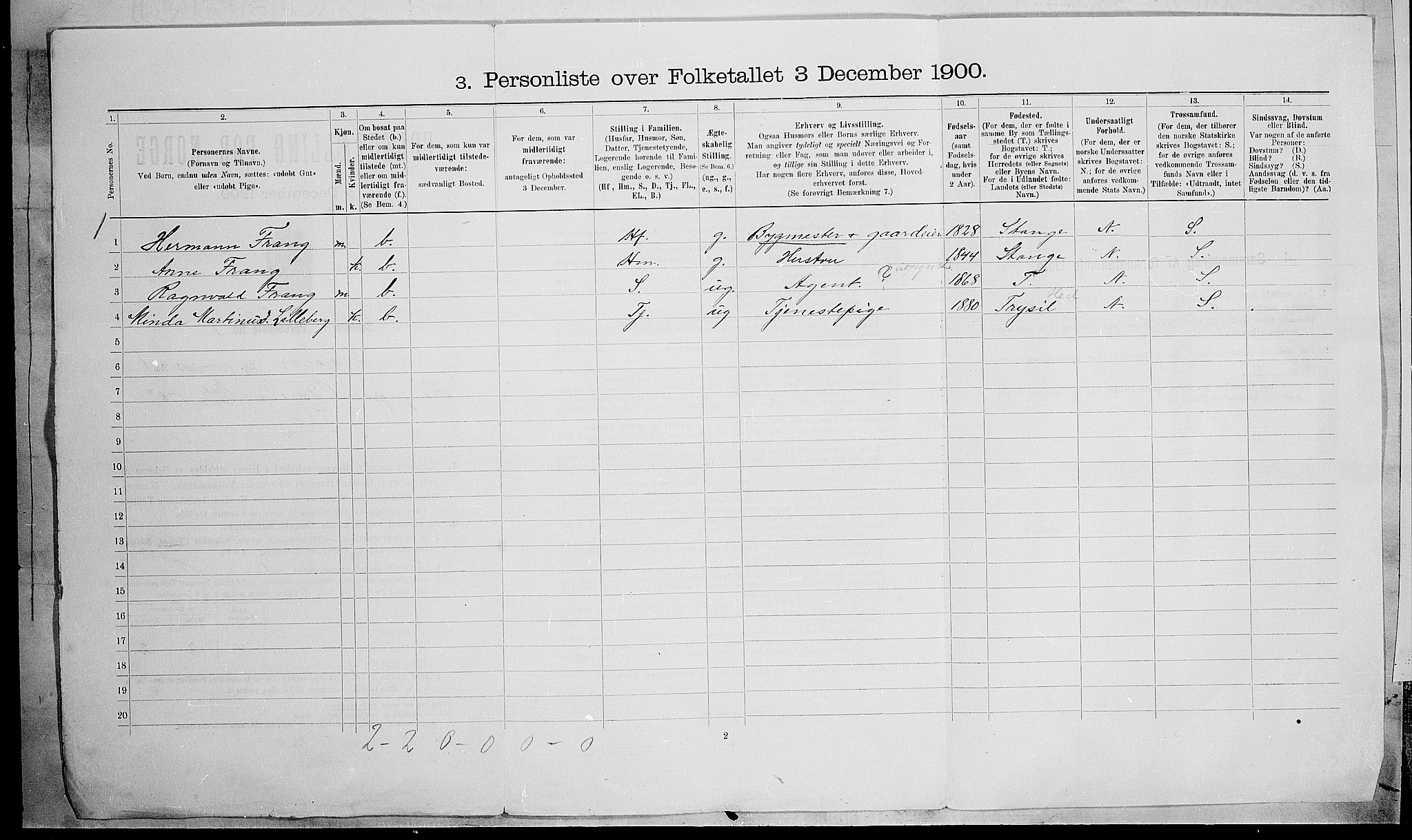 SAH, 1900 census for Hamar, 1900, p. 34