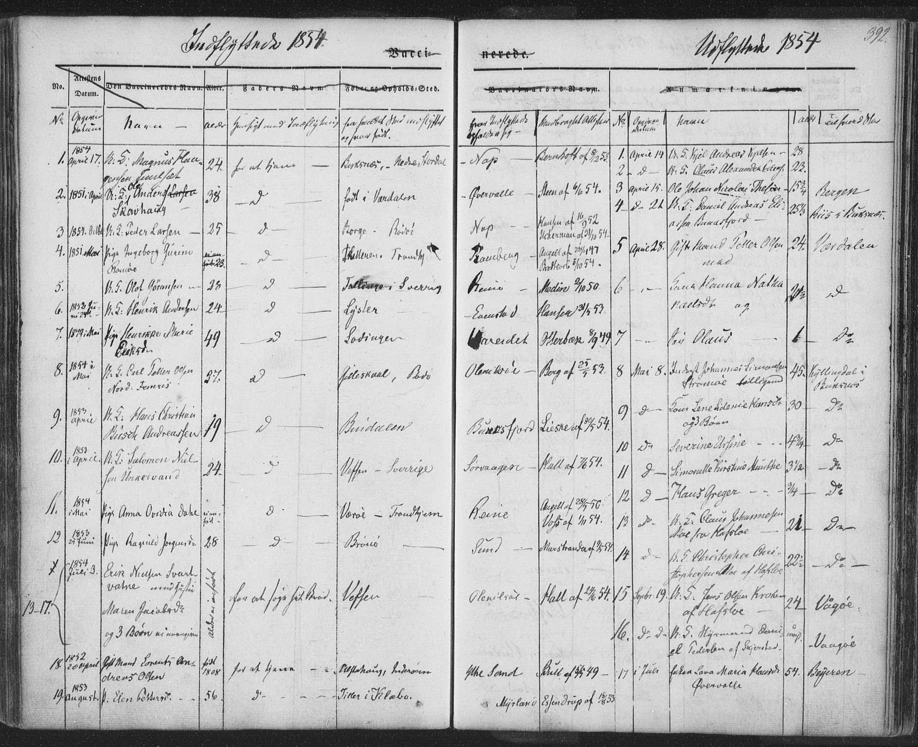 Ministerialprotokoller, klokkerbøker og fødselsregistre - Nordland, AV/SAT-A-1459/885/L1202: Parish register (official) no. 885A03, 1838-1859, p. 392