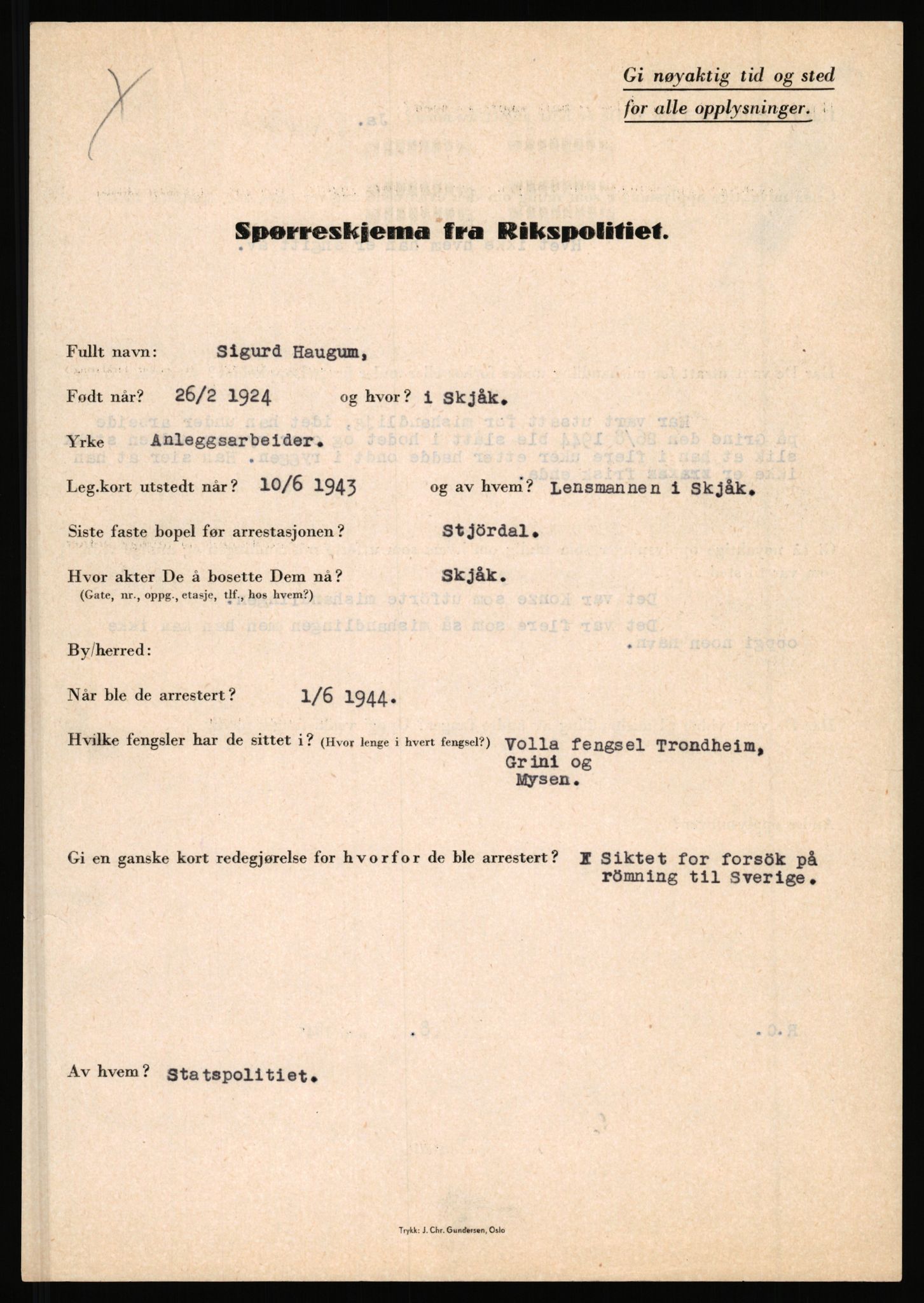 Rikspolitisjefen, AV/RA-S-1560/L/L0006: Hansen, Adolf Boye - Hemstad, Gunnar, 1940-1945, p. 861