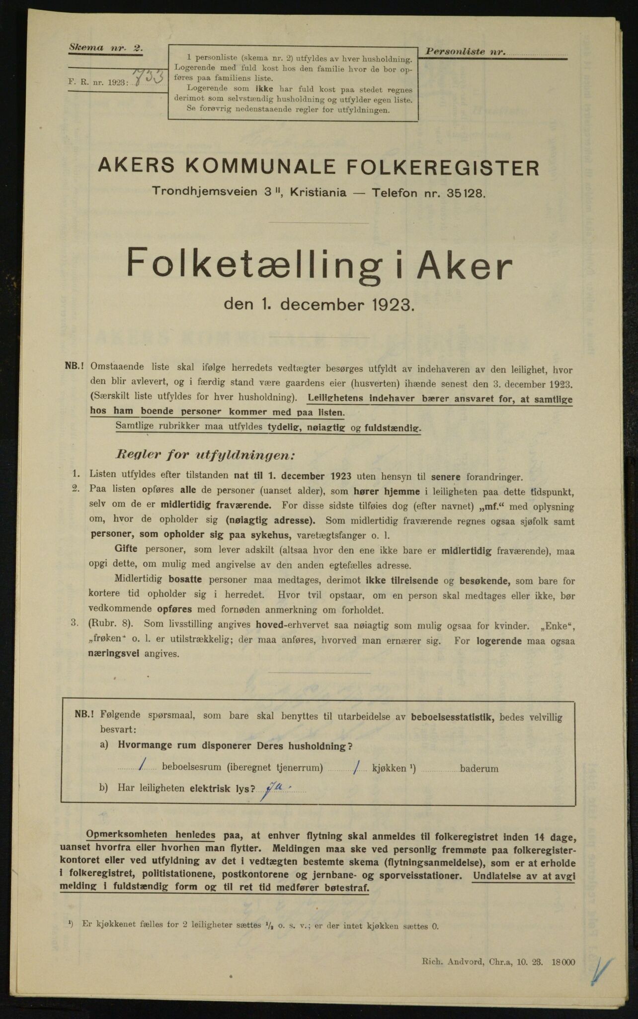 , Municipal Census 1923 for Aker, 1923, p. 24545