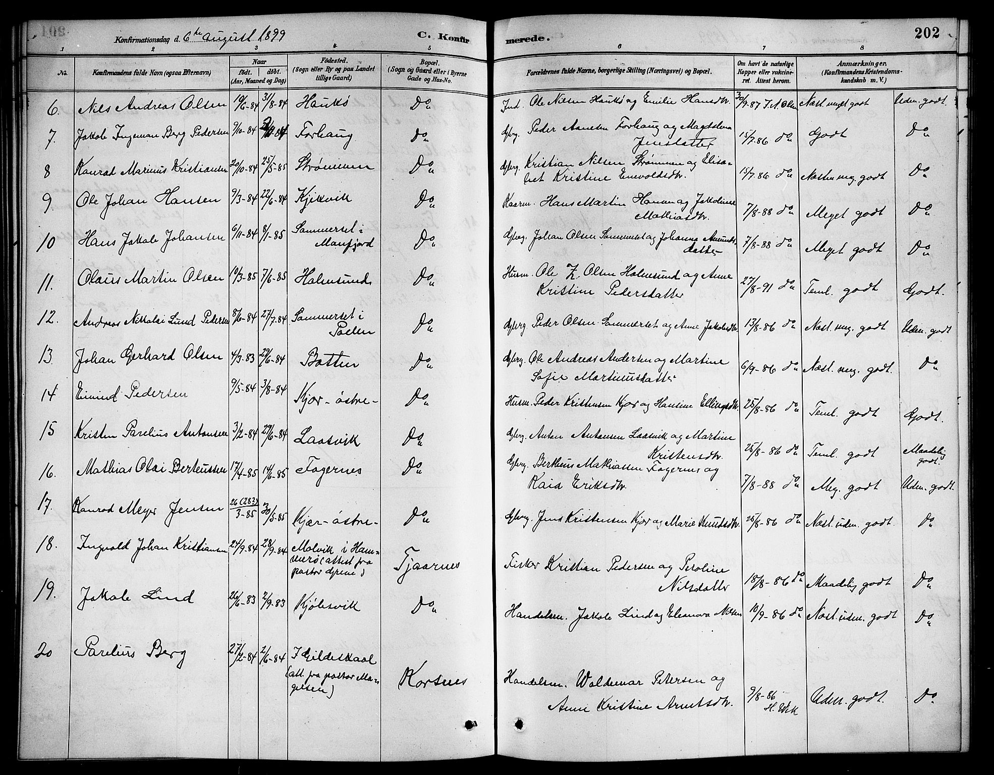 Ministerialprotokoller, klokkerbøker og fødselsregistre - Nordland, AV/SAT-A-1459/861/L0876: Parish register (copy) no. 861C02, 1887-1903, p. 202