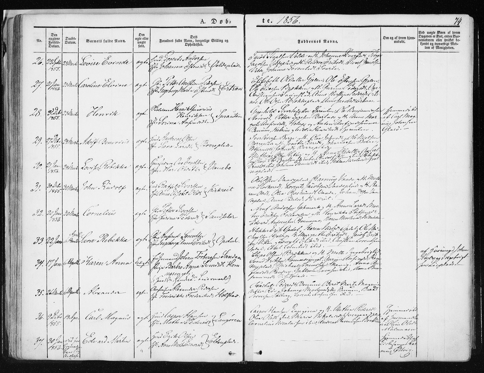 Ministerialprotokoller, klokkerbøker og fødselsregistre - Nord-Trøndelag, SAT/A-1458/741/L0393: Parish register (official) no. 741A07, 1849-1863, p. 74
