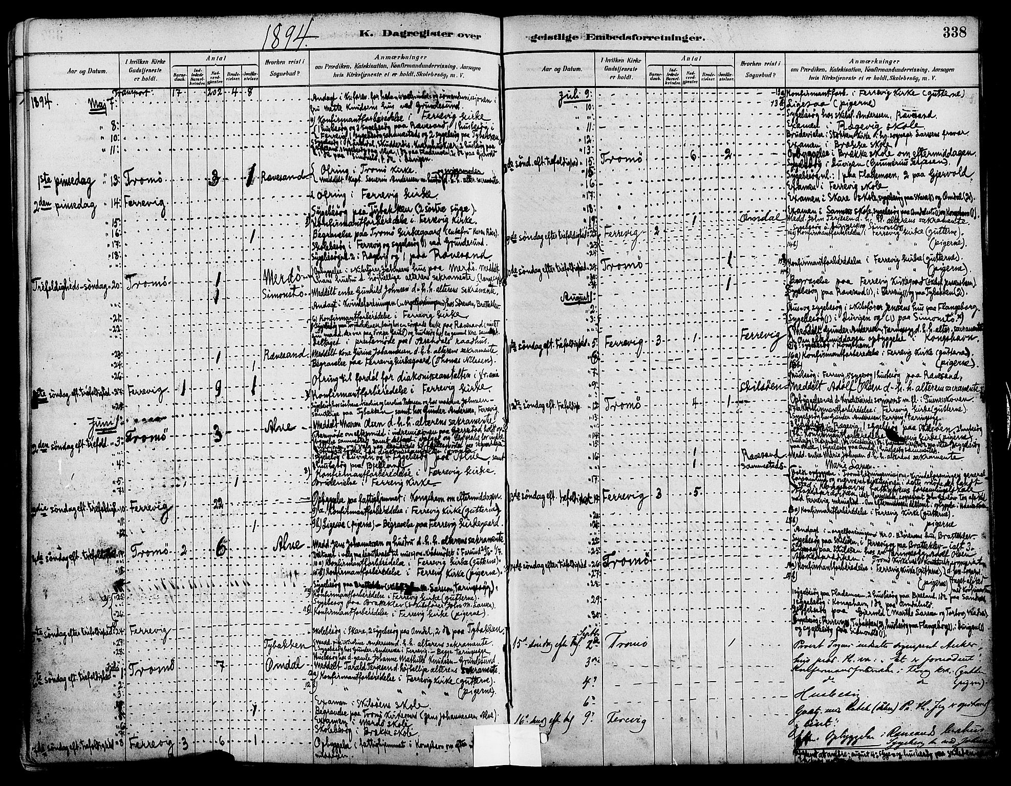 Tromøy sokneprestkontor, AV/SAK-1111-0041/F/Fa/L0009: Parish register (official) no. A 9, 1878-1896, p. 338