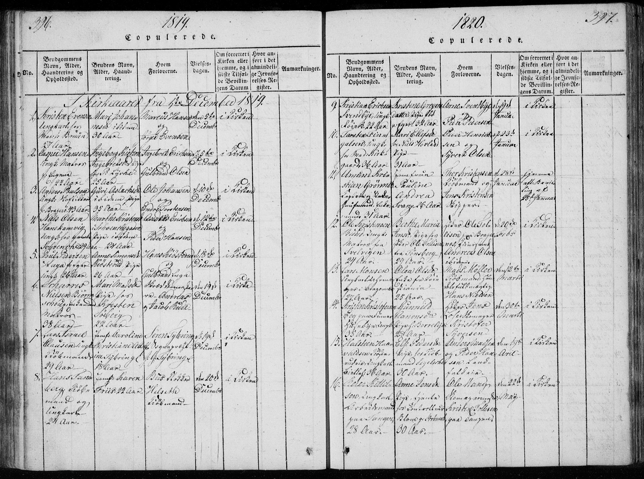 Bragernes kirkebøker, SAKO/A-6/F/Fa/L0007: Parish register (official) no. I 7, 1815-1829, p. 396-397