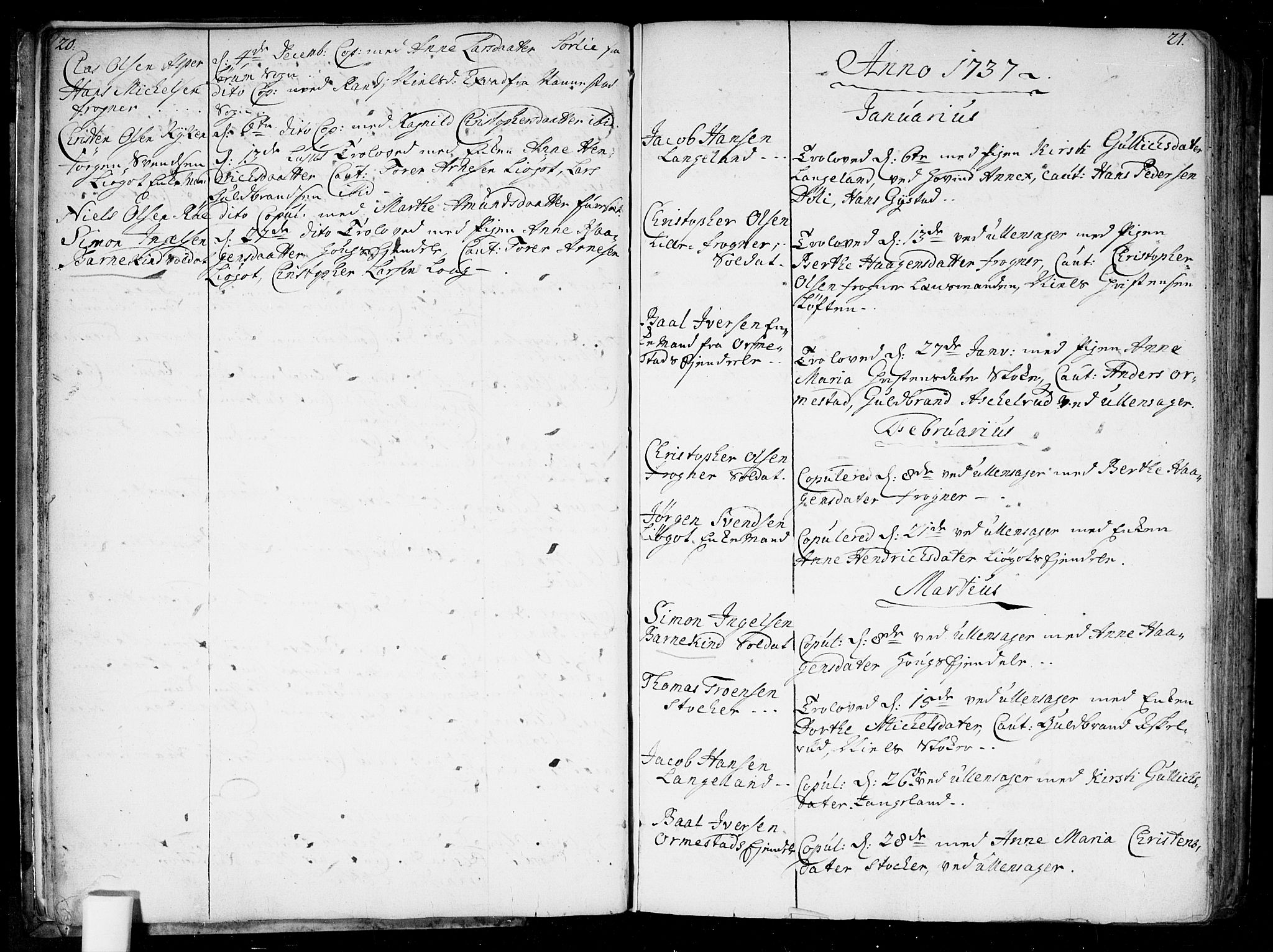 Ullensaker prestekontor Kirkebøker, SAO/A-10236a/F/Fa/L0010: Parish register (official) no. I 10, 1733-1776, p. 20-21