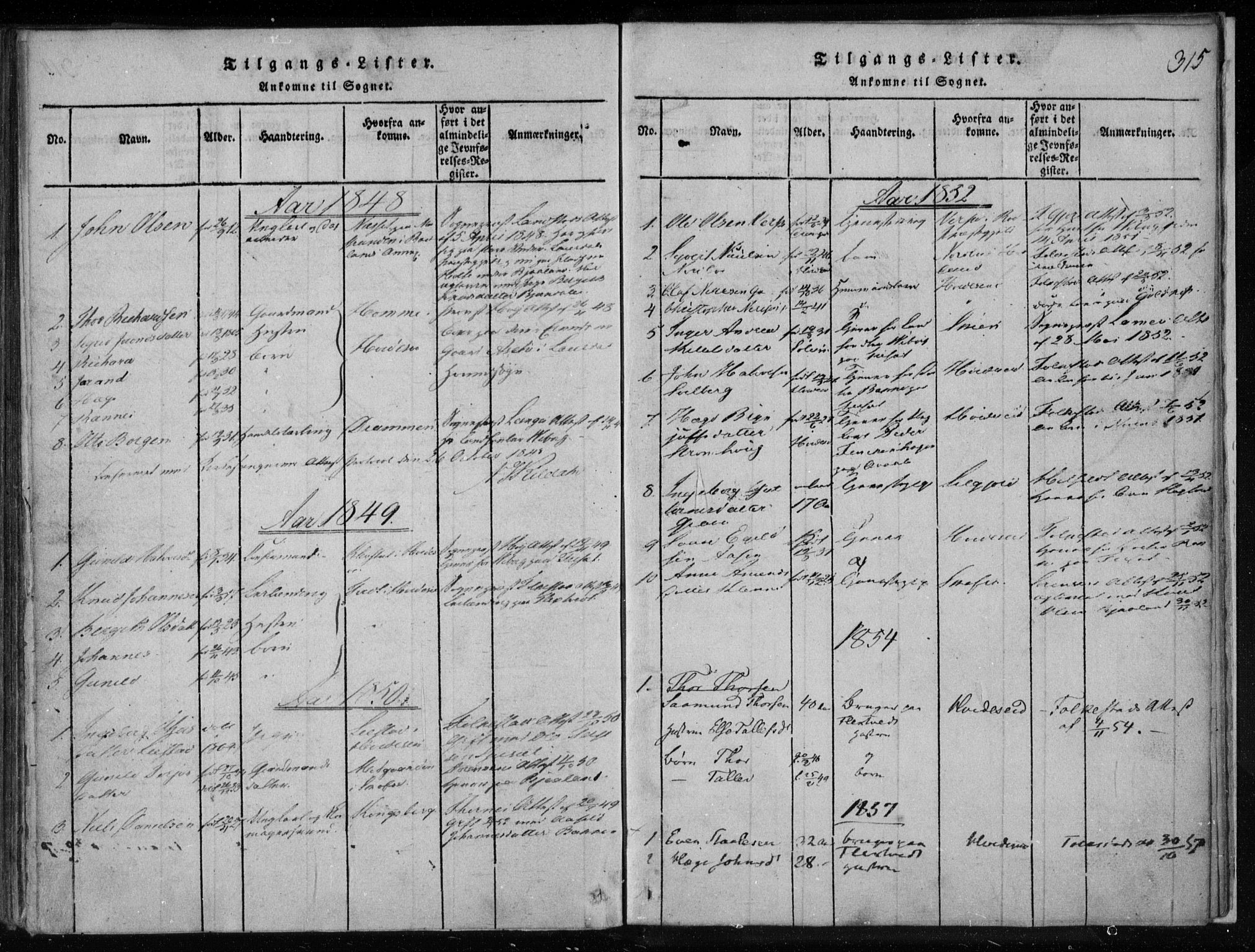 Lårdal kirkebøker, AV/SAKO-A-284/F/Fa/L0005: Parish register (official) no. I 5, 1815-1860, p. 315