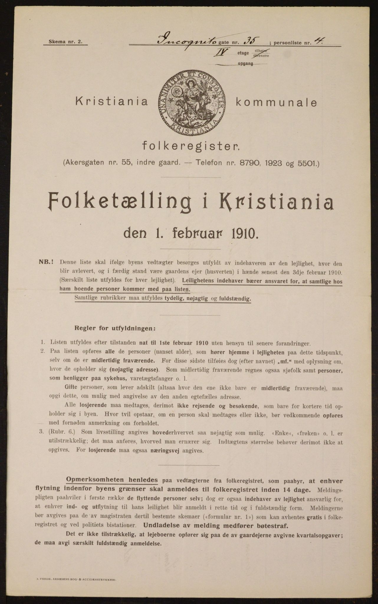 OBA, Municipal Census 1910 for Kristiania, 1910, p. 43318