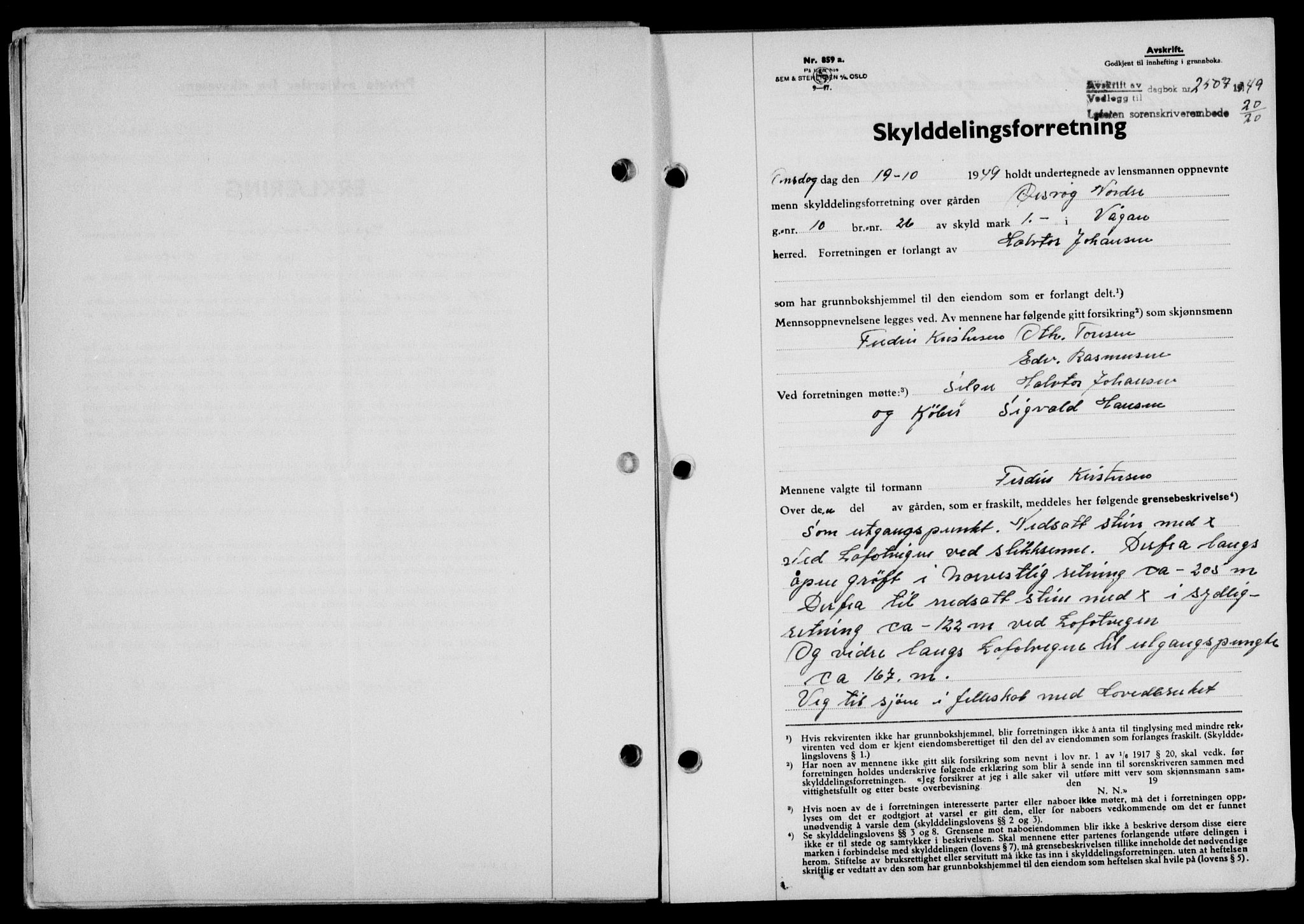 Lofoten sorenskriveri, SAT/A-0017/1/2/2C/L0022a: Mortgage book no. 22a, 1949-1950, Diary no: : 2507/1949
