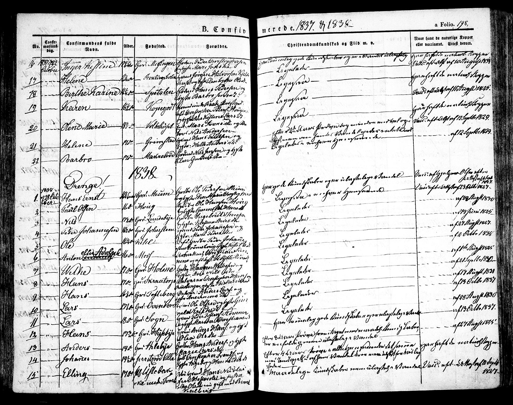 Råde prestekontor kirkebøker, SAO/A-2009/F/Fa/L0005: Parish register (official) no. 5, 1830-1853, p. 198