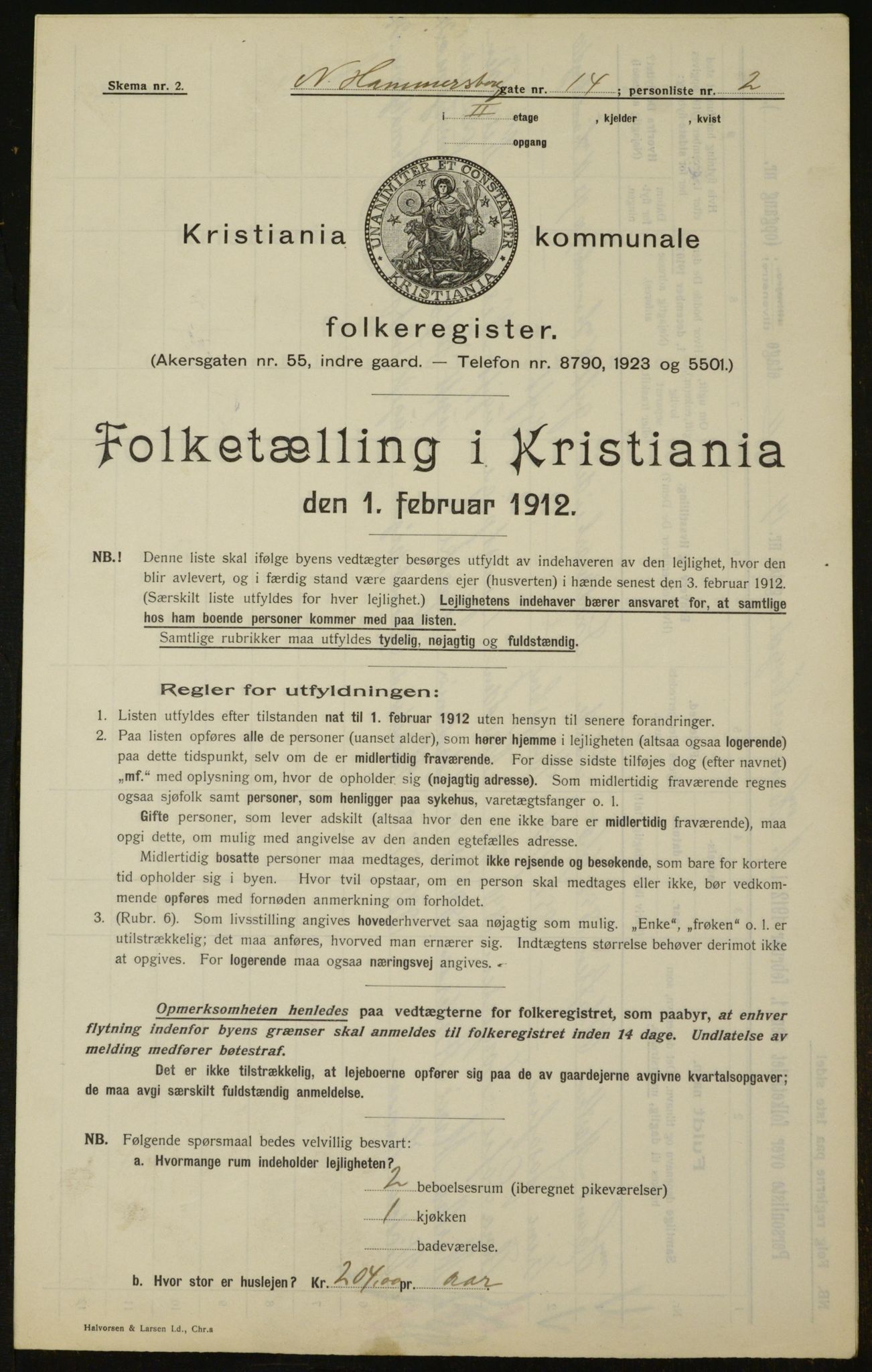 OBA, Municipal Census 1912 for Kristiania, 1912, p. 70006