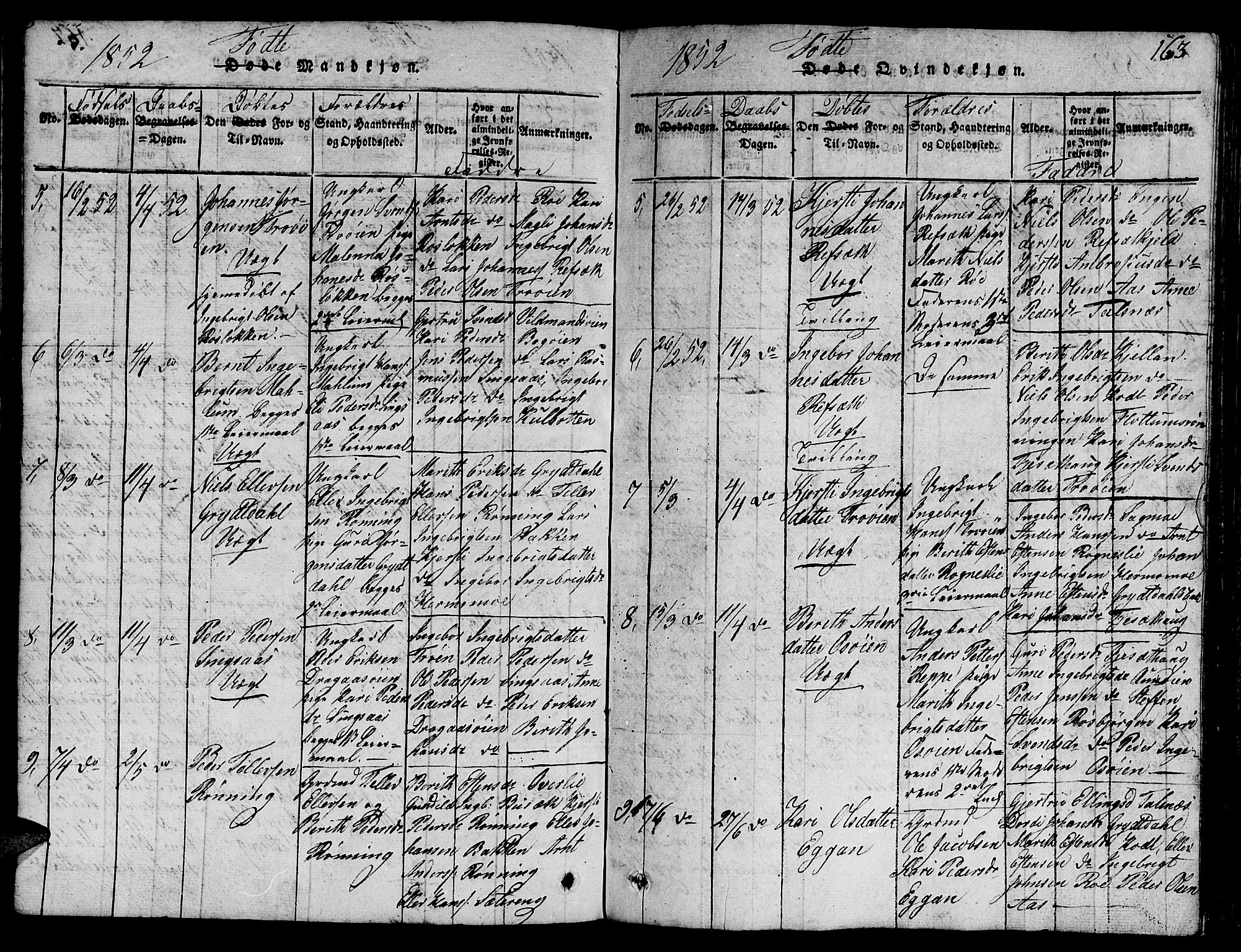 Ministerialprotokoller, klokkerbøker og fødselsregistre - Sør-Trøndelag, SAT/A-1456/688/L1026: Parish register (copy) no. 688C01, 1817-1860, p. 163