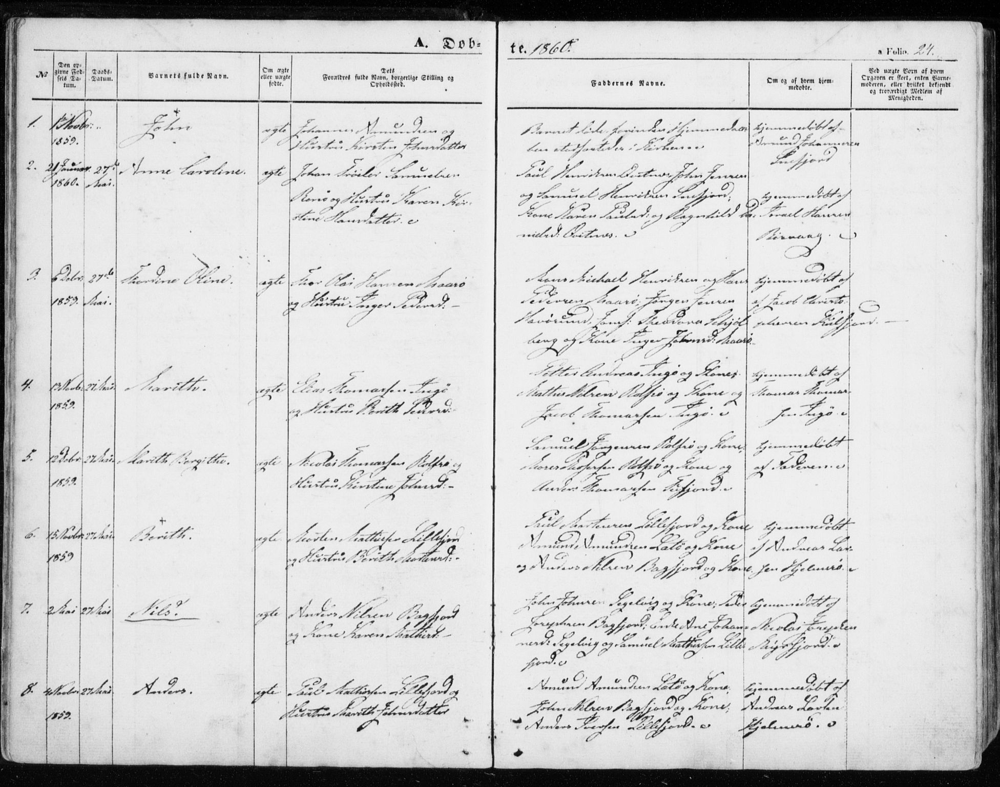 Måsøy sokneprestkontor, SATØ/S-1348/H/Ha/L0002kirke: Parish register (official) no. 2, 1852-1865, p. 24