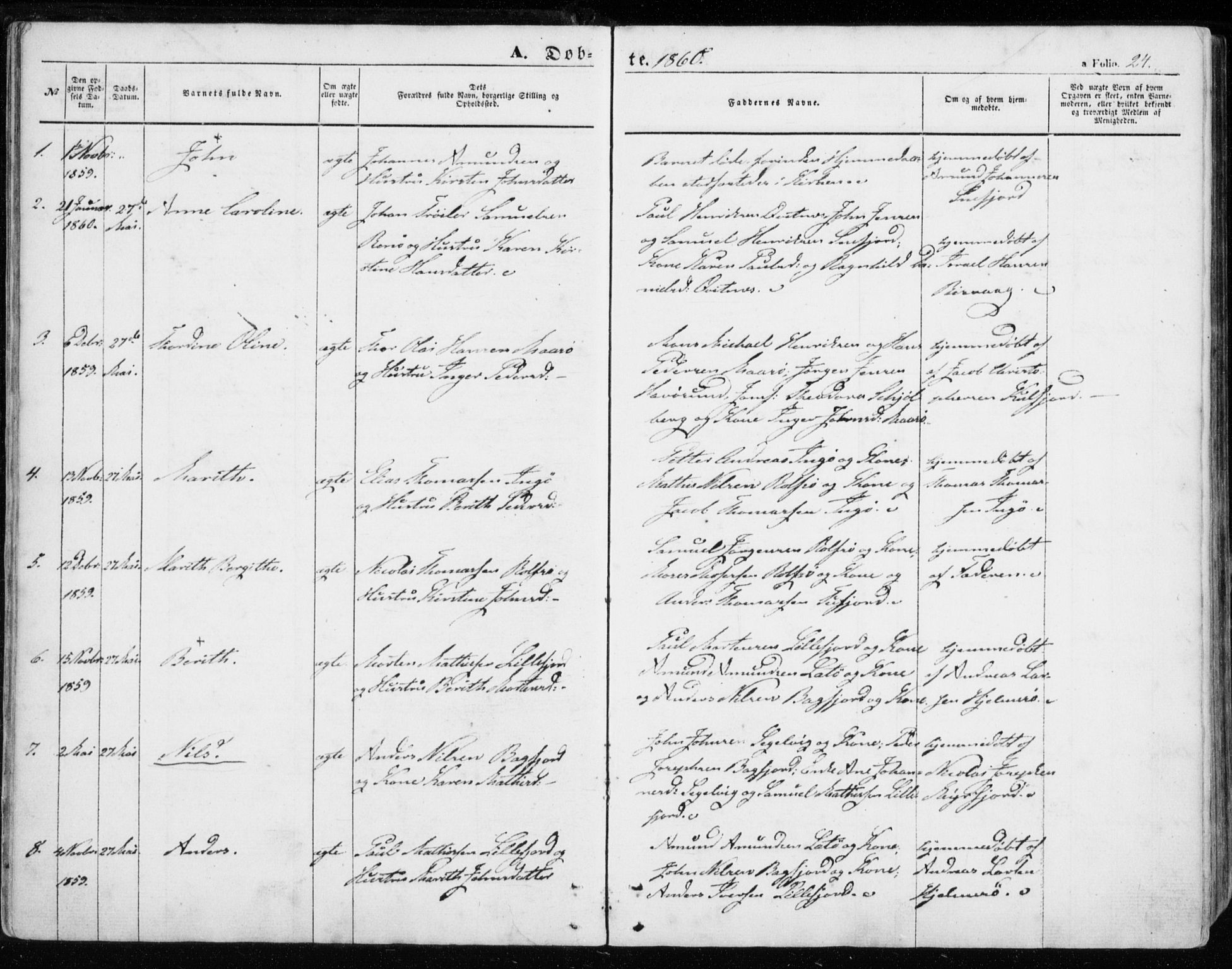 Måsøy sokneprestkontor, AV/SATØ-S-1348/H/Ha/L0002kirke: Parish register (official) no. 2, 1852-1865, p. 24