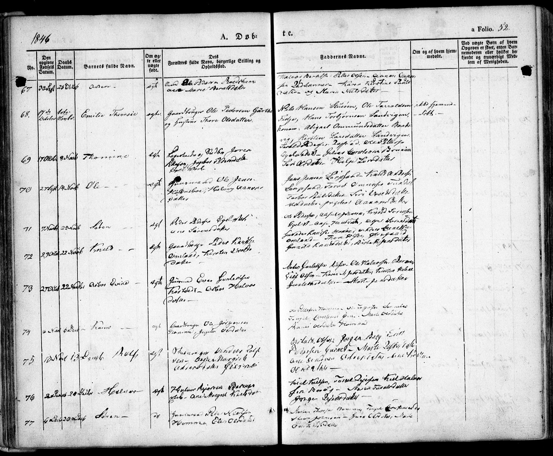 Søndeled sokneprestkontor, SAK/1111-0038/F/Fa/L0002: Parish register (official) no. A 2, 1839-1860, p. 52