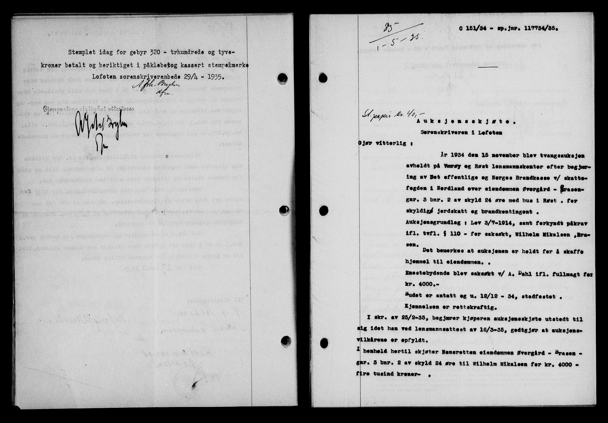 Lofoten sorenskriveri, AV/SAT-A-0017/1/2/2C/L0031b: Mortgage book no. 31b, 1935-1935, Deed date: 01.05.1935