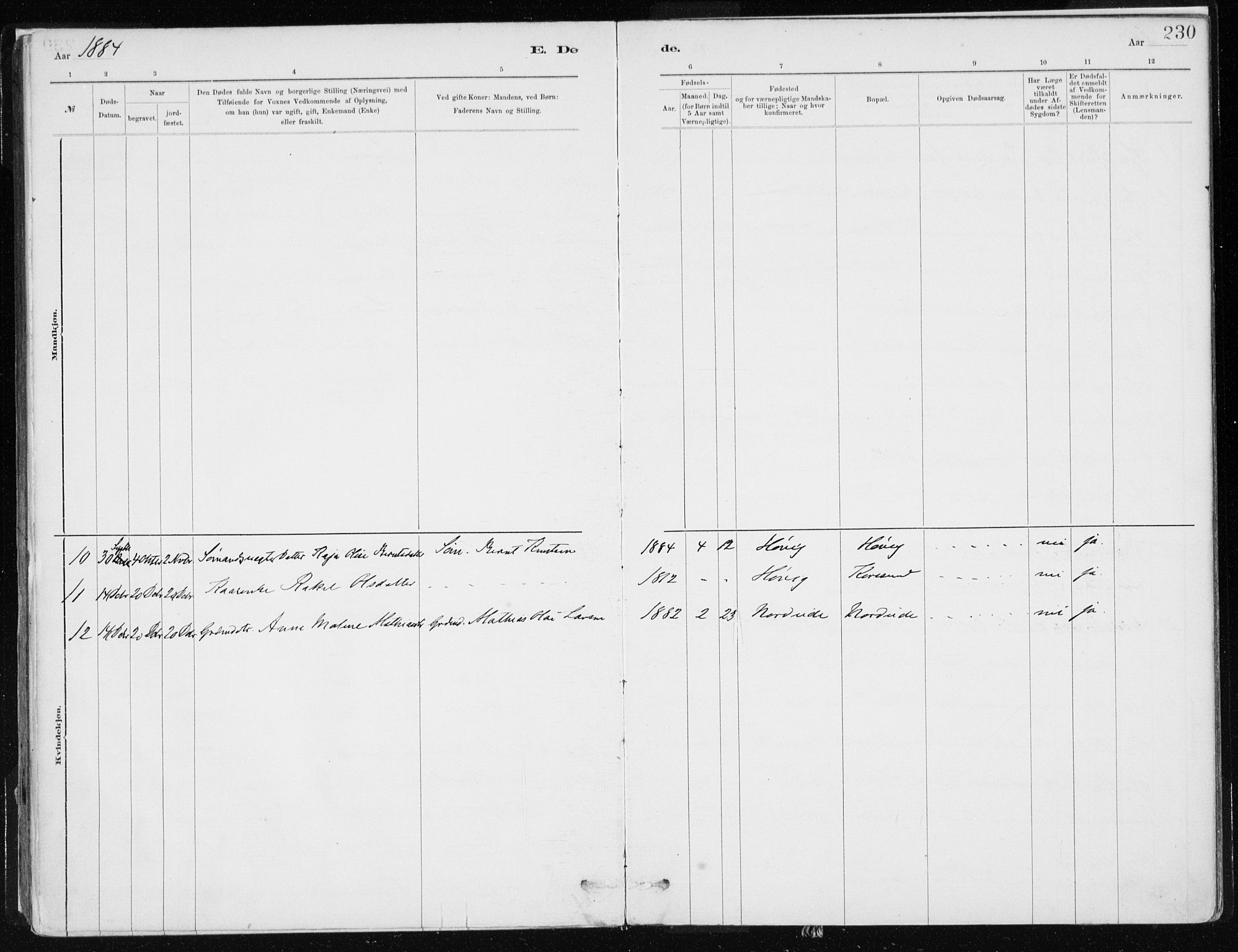 Askvoll sokneprestembete, AV/SAB-A-79501/H/Haa/Haab/L0002: Parish register (official) no. B 2, 1879-1909, p. 230