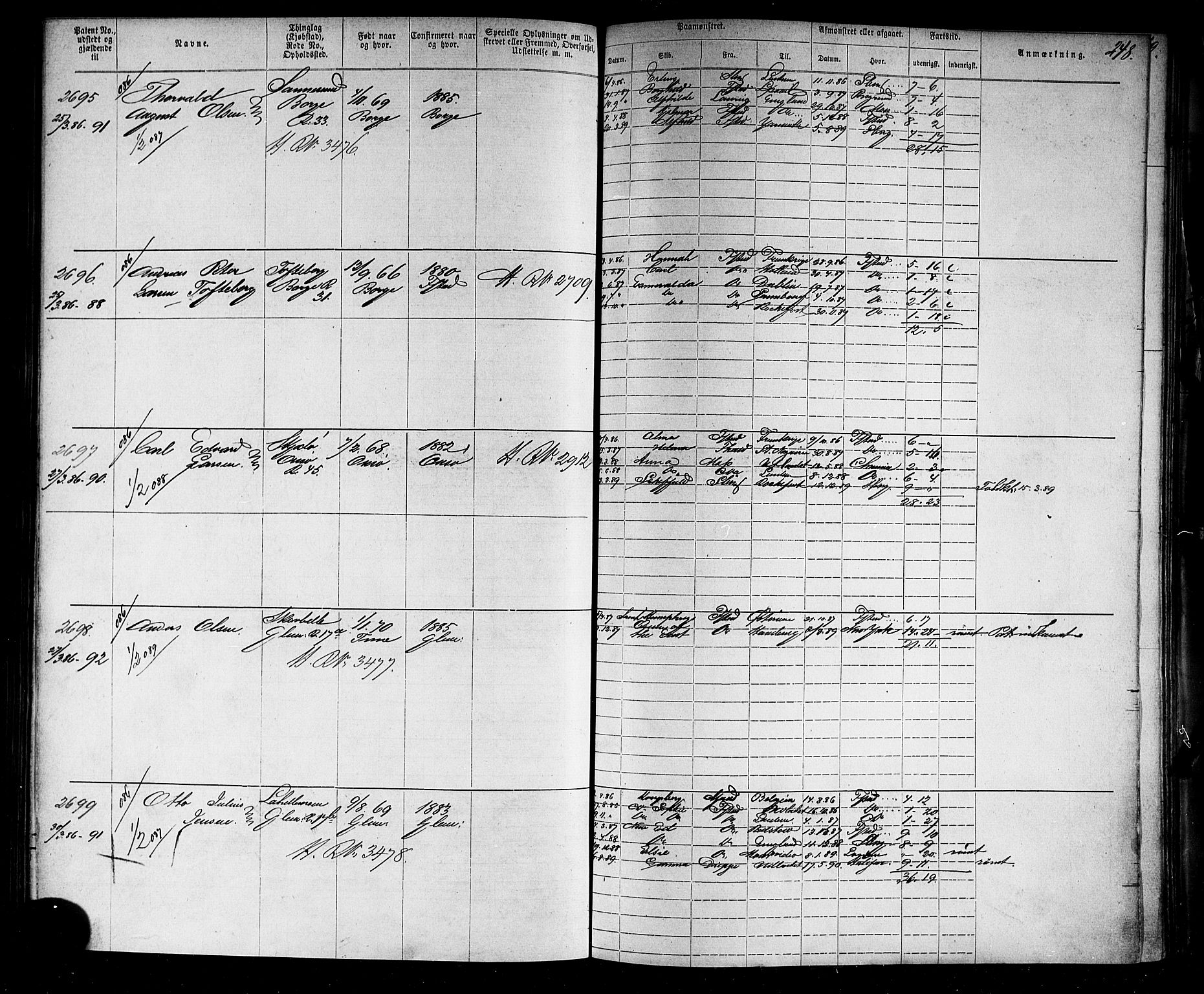 Fredrikstad mønstringskontor, AV/SAO-A-10569b/F/Fc/Fca/L0005: Annotasjonsrulle, 1884-1899, p. 255