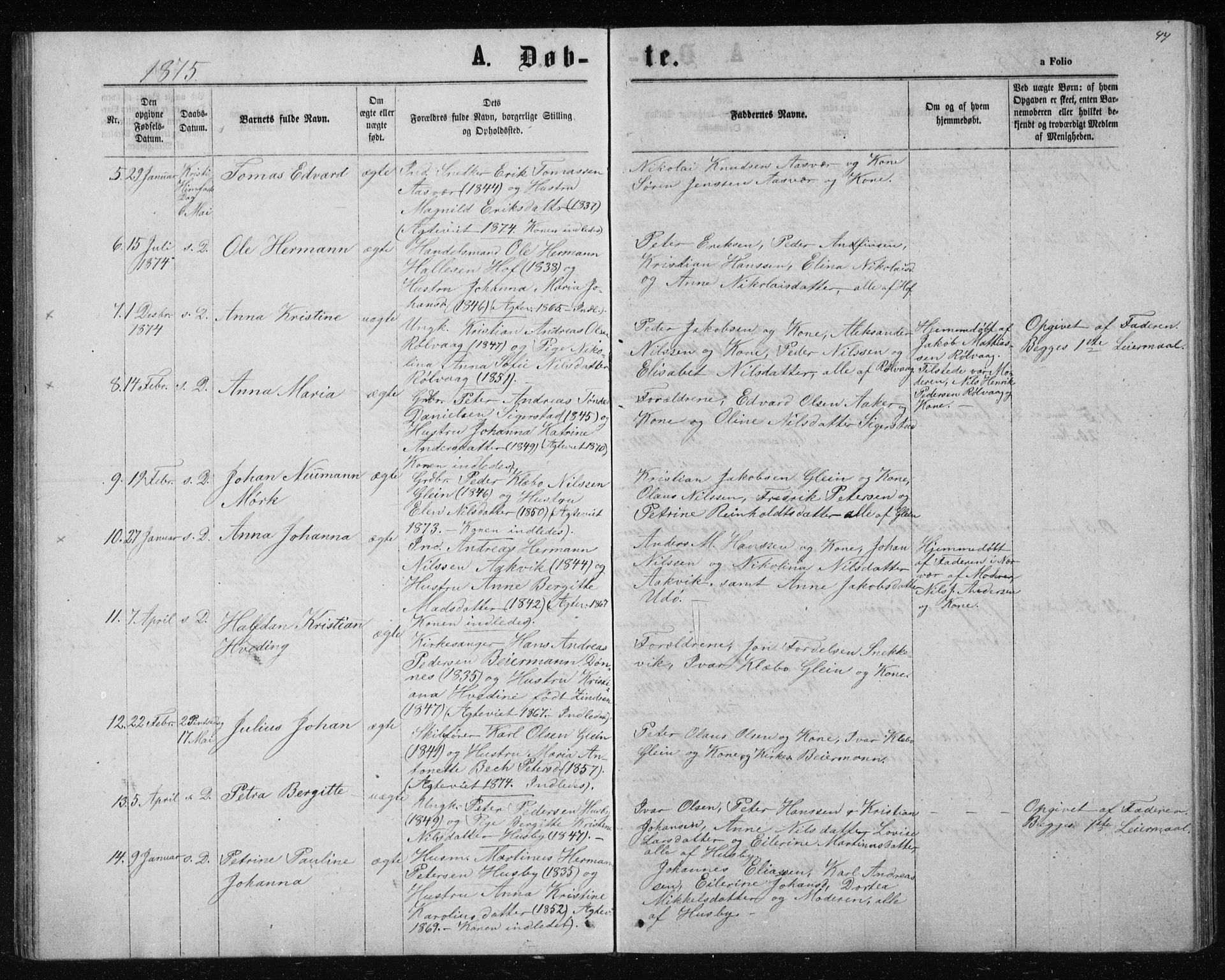 Ministerialprotokoller, klokkerbøker og fødselsregistre - Nordland, SAT/A-1459/835/L0531: Parish register (copy) no. 835C03, 1865-1877, p. 44