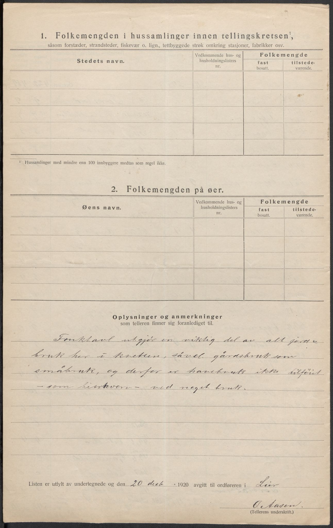 SAKO, 1920 census for Lier, 1920, p. 37