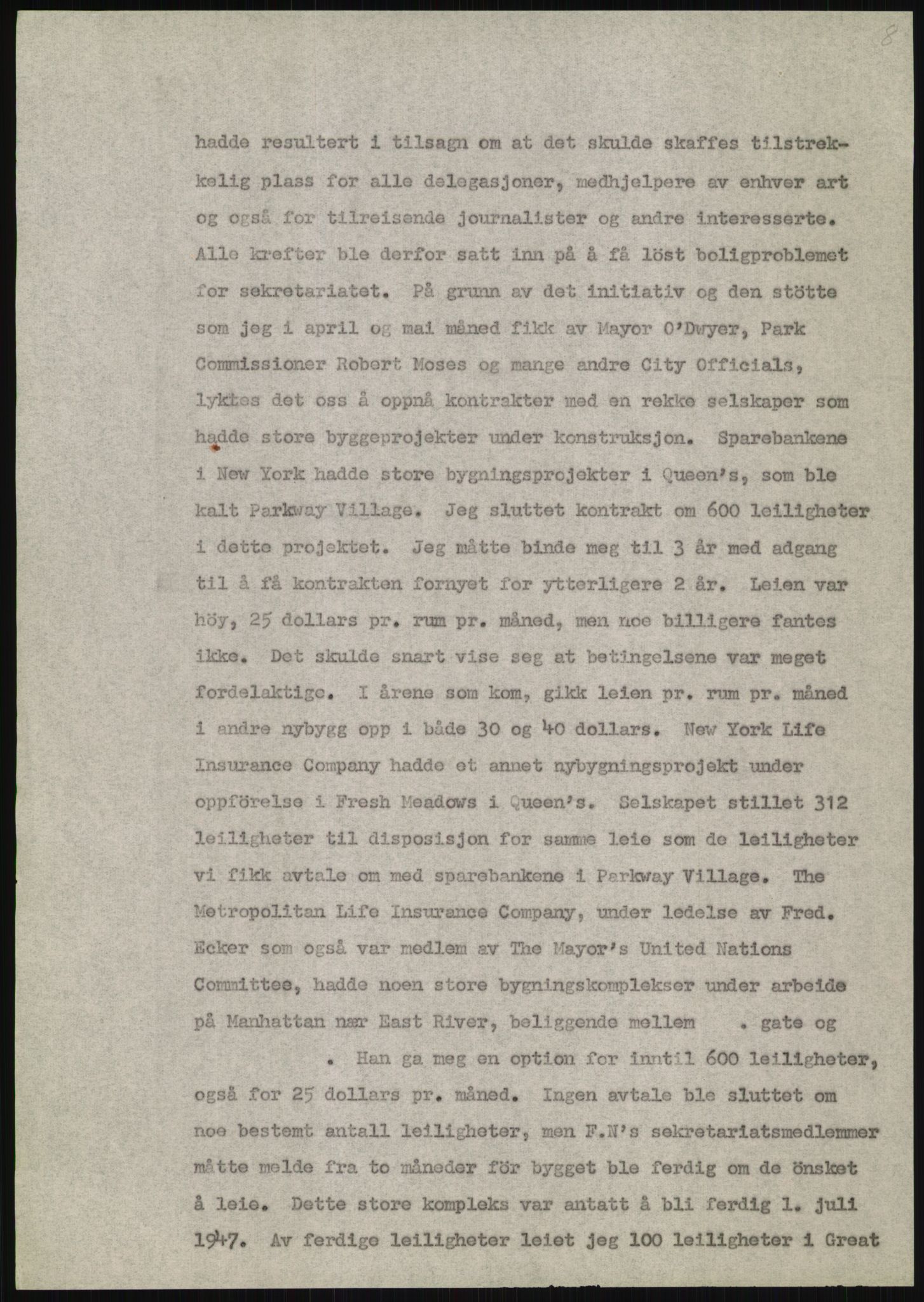 Lie, Trygve, AV/RA-PA-1407/D/L0020/0007: Utkast og manuskripter til "In the cause of Peace"/"Syv år for freden". / Manuskript til kap. 7, "Permanent headquarter". udatert., 1954