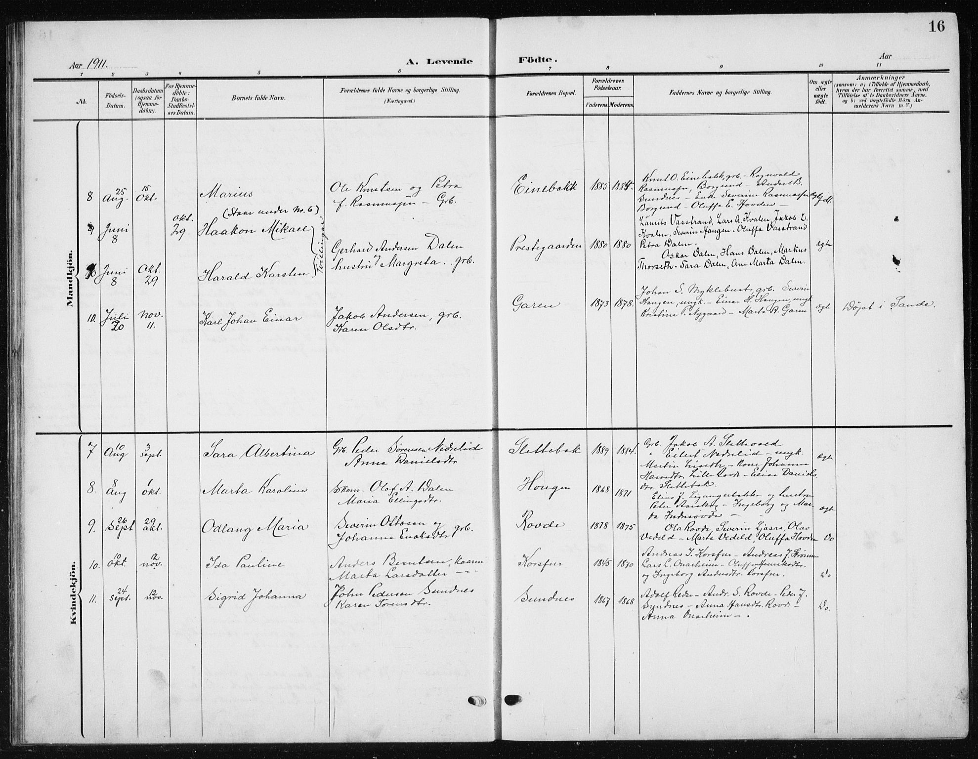 Ministerialprotokoller, klokkerbøker og fødselsregistre - Møre og Romsdal, AV/SAT-A-1454/504/L0061: Parish register (copy) no. 504C03, 1902-1940, p. 16