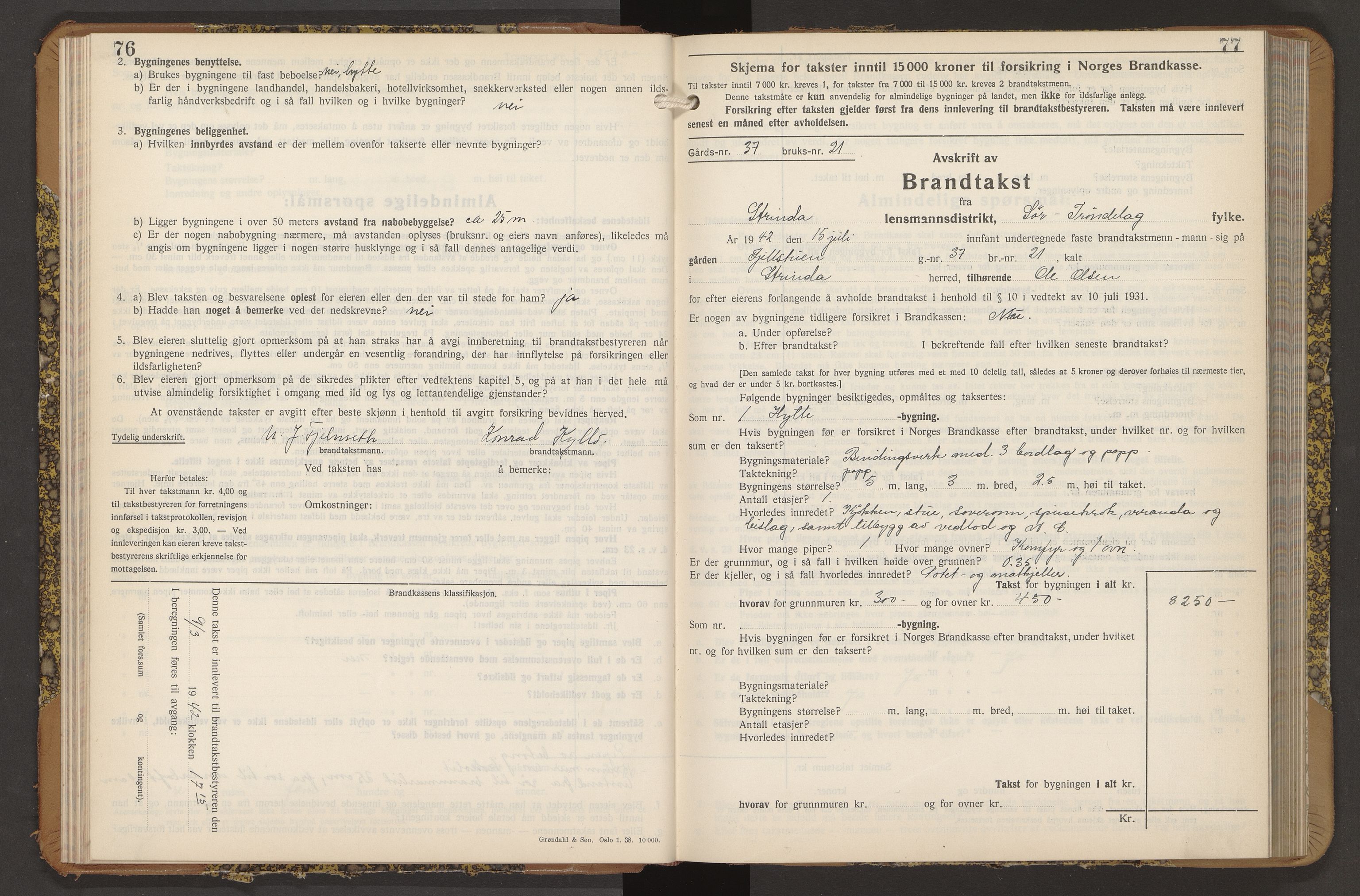 Norges Brannkasse Strinda, AV/SAT-A-5516/Fb/L0009: Branntakstprotokoll, 1940-1946, p. 76-77