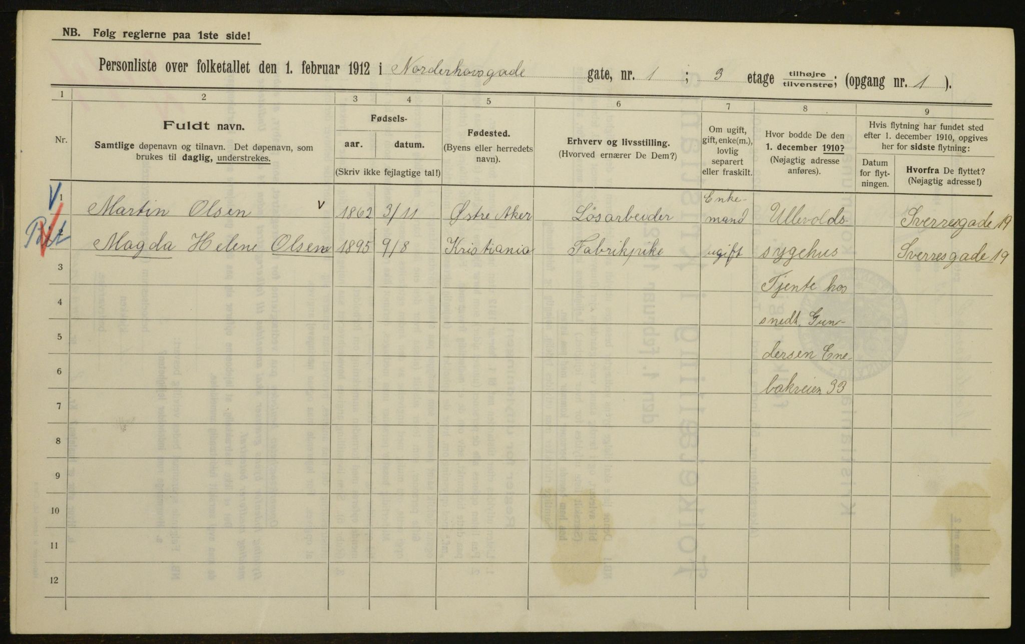 OBA, Municipal Census 1912 for Kristiania, 1912, p. 73078