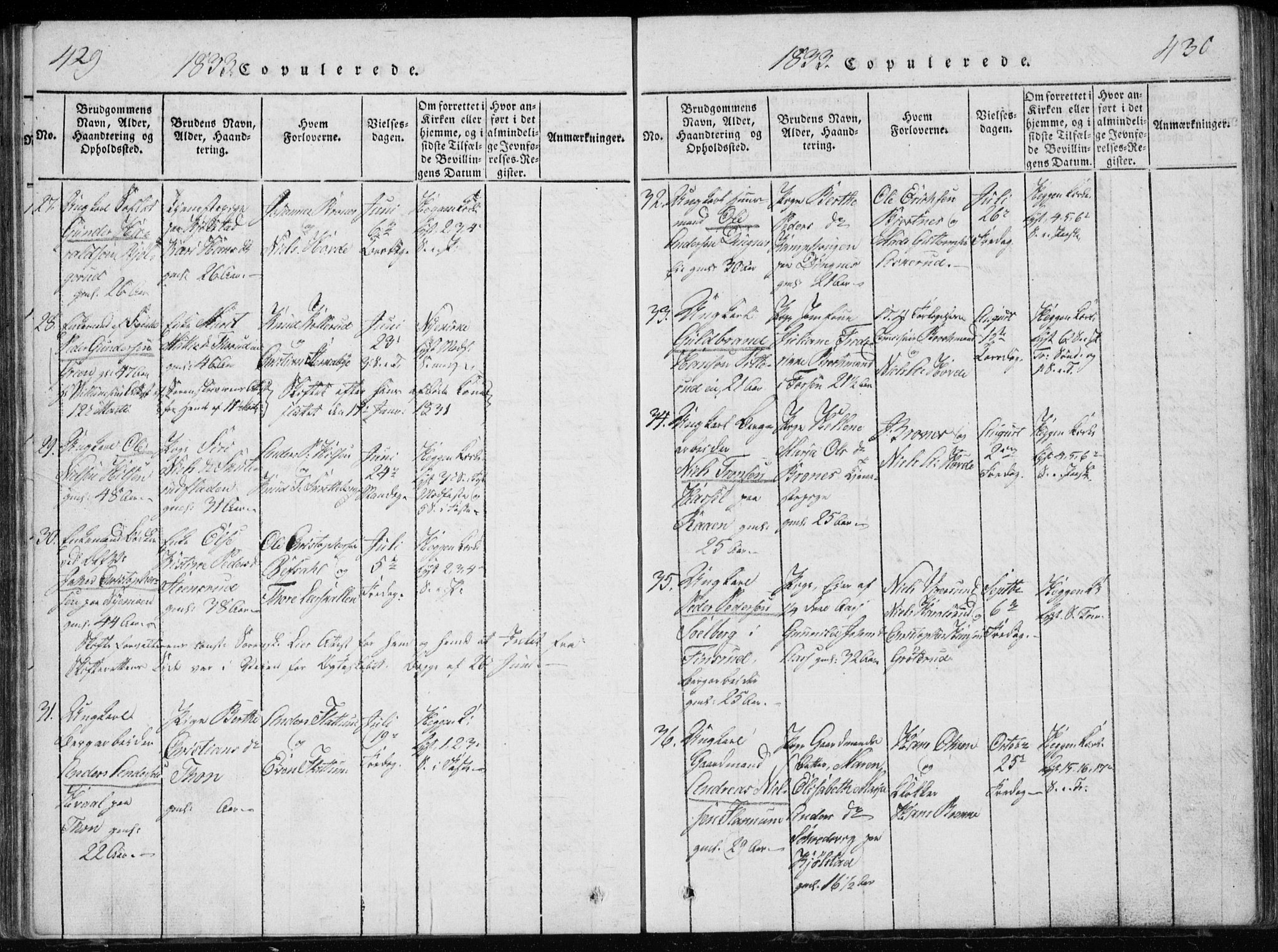 Modum kirkebøker, AV/SAKO-A-234/G/Ga/L0002: Parish register (copy) no. I 2, 1824-1832, p. 429-430