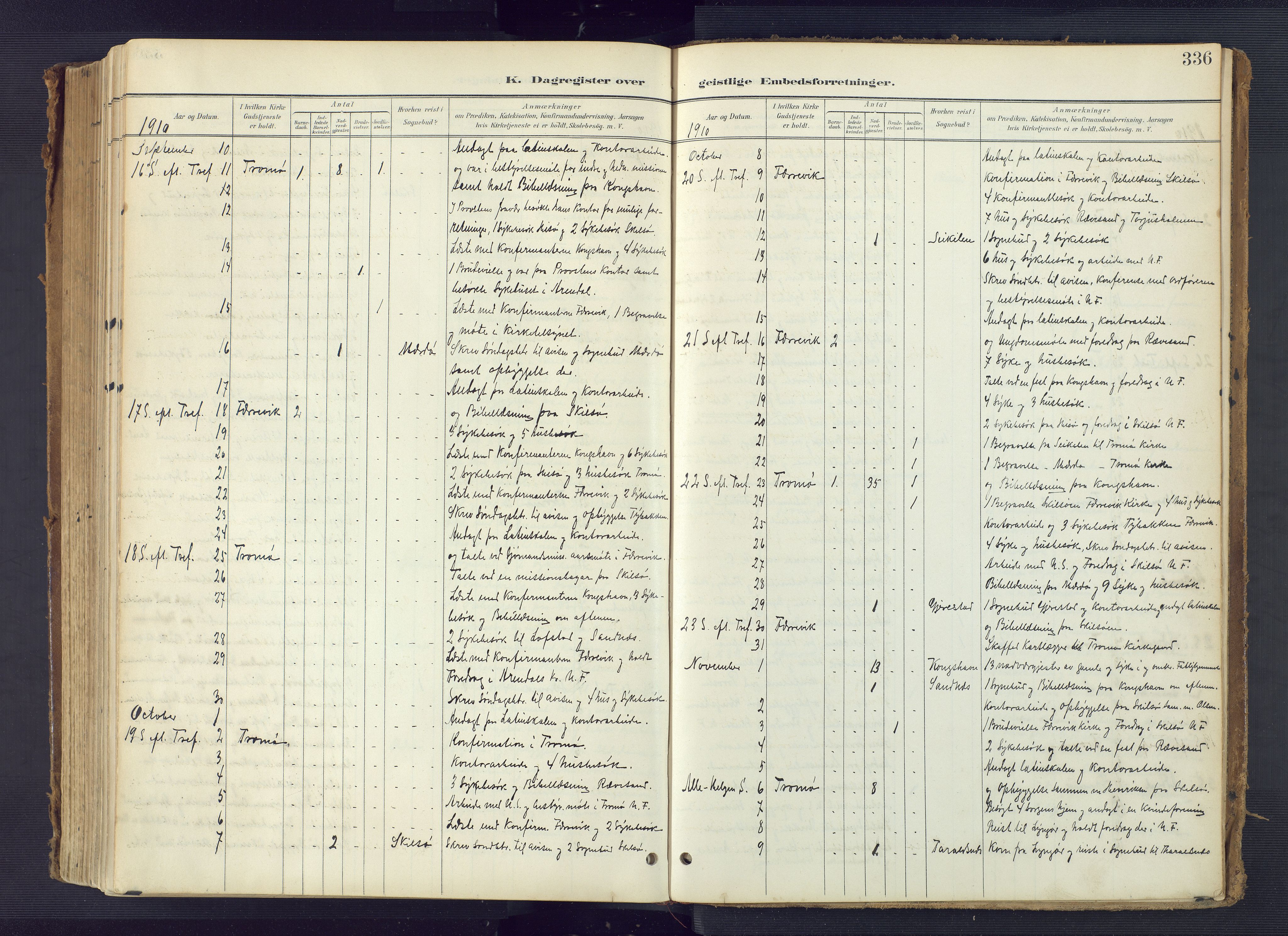 Tromøy sokneprestkontor, AV/SAK-1111-0041/F/Fa/L0010: Parish register (official) no. A 10, 1896-1912, p. 336