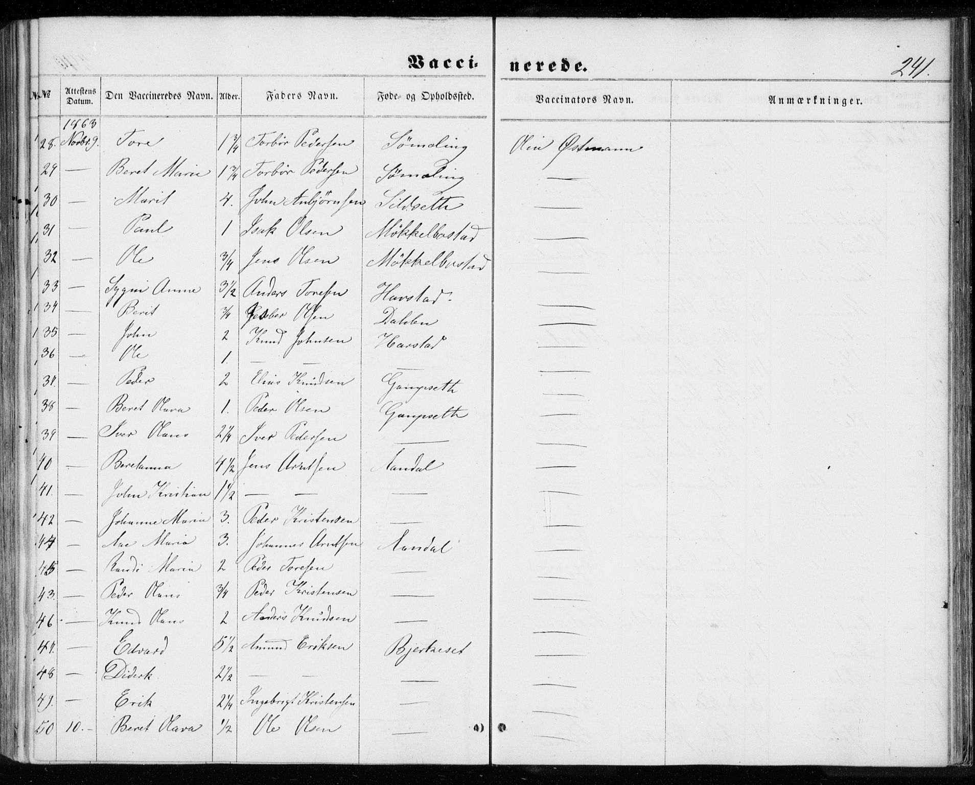 Ministerialprotokoller, klokkerbøker og fødselsregistre - Møre og Romsdal, AV/SAT-A-1454/584/L0965: Parish register (official) no. 584A05, 1857-1868, p. 241