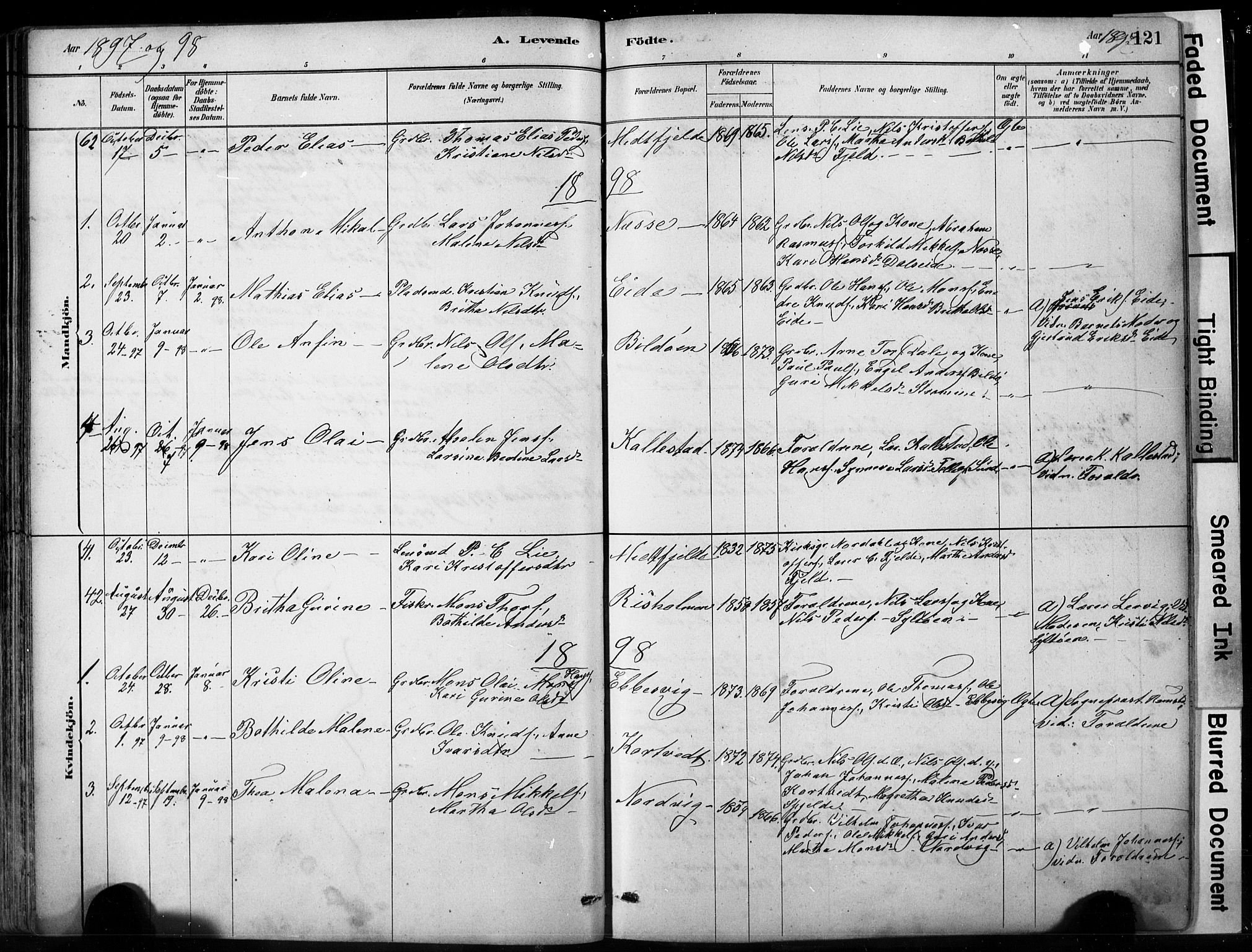 Fjell sokneprestembete, SAB/A-75301/H/Hab: Parish register (copy) no. A 4, 1880-1899, p. 121