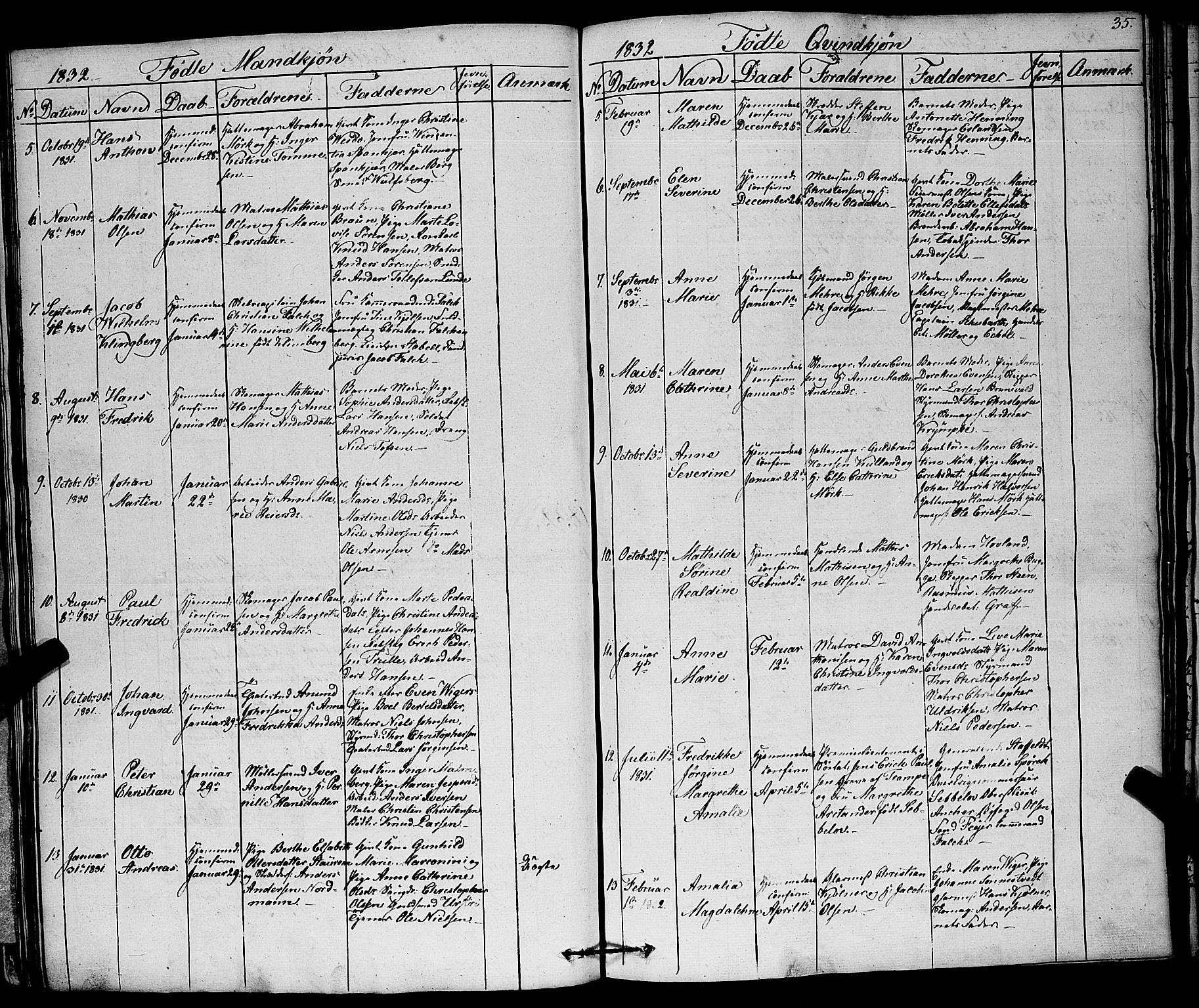 Larvik kirkebøker, SAKO/A-352/F/Fa/L0002: Parish register (official) no. I 2, 1825-1847, p. 35