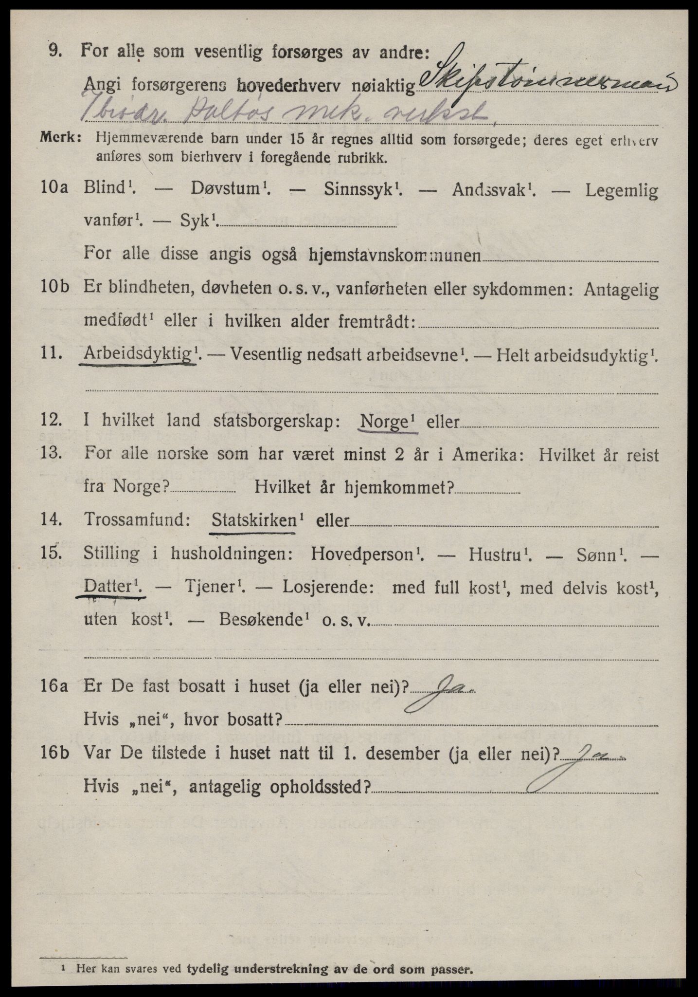 SAT, 1920 census for Ulstein, 1920, p. 1683