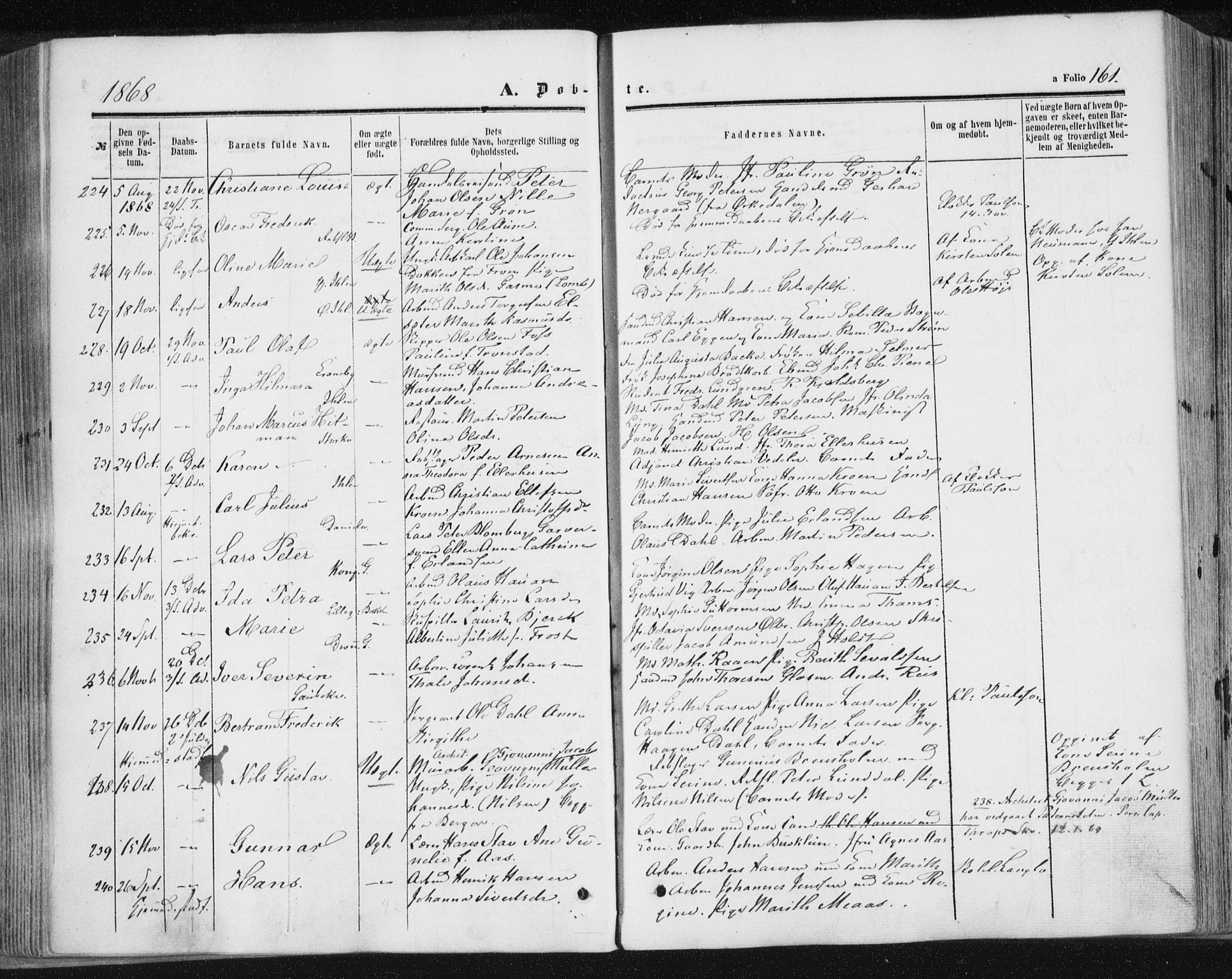 Ministerialprotokoller, klokkerbøker og fødselsregistre - Sør-Trøndelag, SAT/A-1456/602/L0115: Parish register (official) no. 602A13, 1860-1872, p. 161
